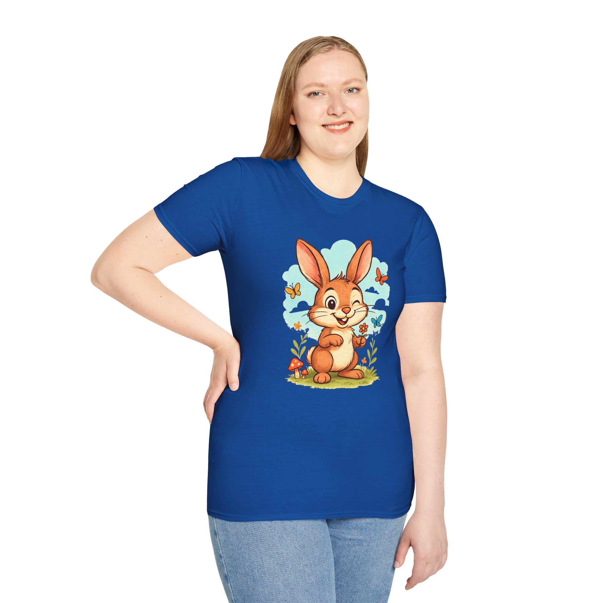 Cute Bunny Tee — Cartoon Rabbit with Butterflies Kids Easter Shirt