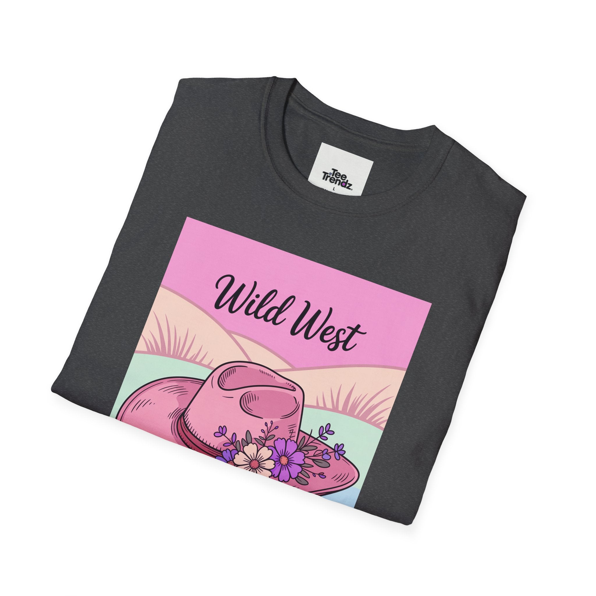 Wild West Pink Cowboy Hat T-Shirt — Floral Western Graphic Tee