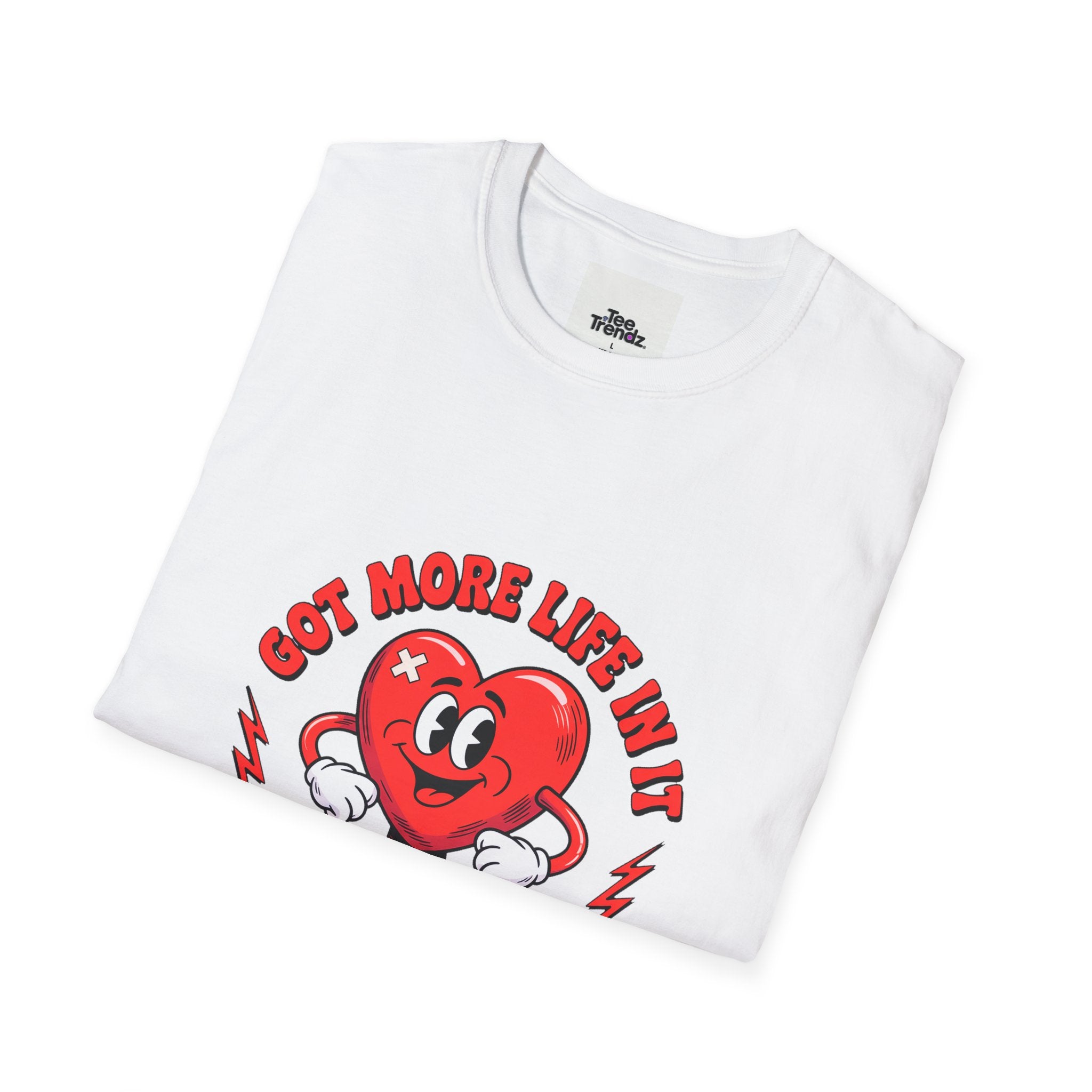 Heart Cartoon T-Shirt — "Got More Life In It Than A Brand New One" Vintage Valentine Tee