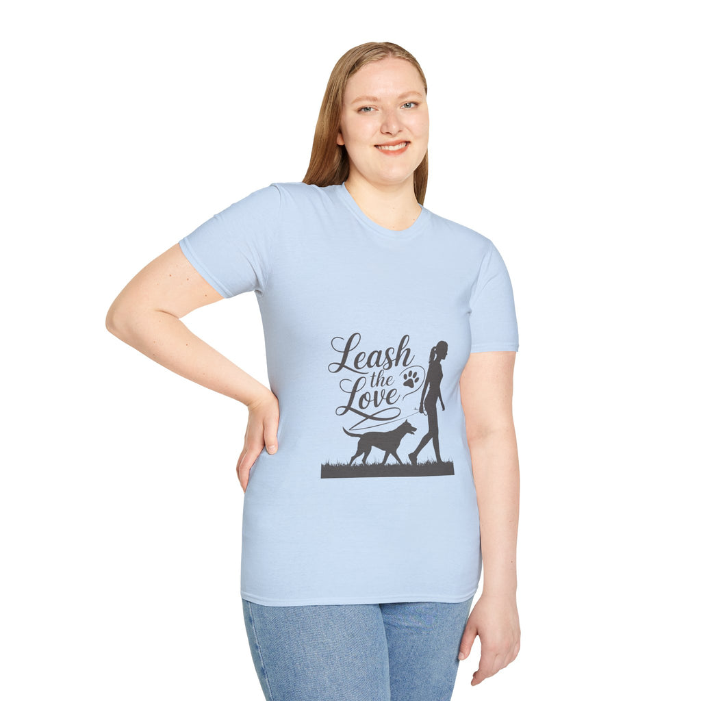 Leash the Love T-Shirt - Dog Walking Silhouette Tee for Pet Lovers