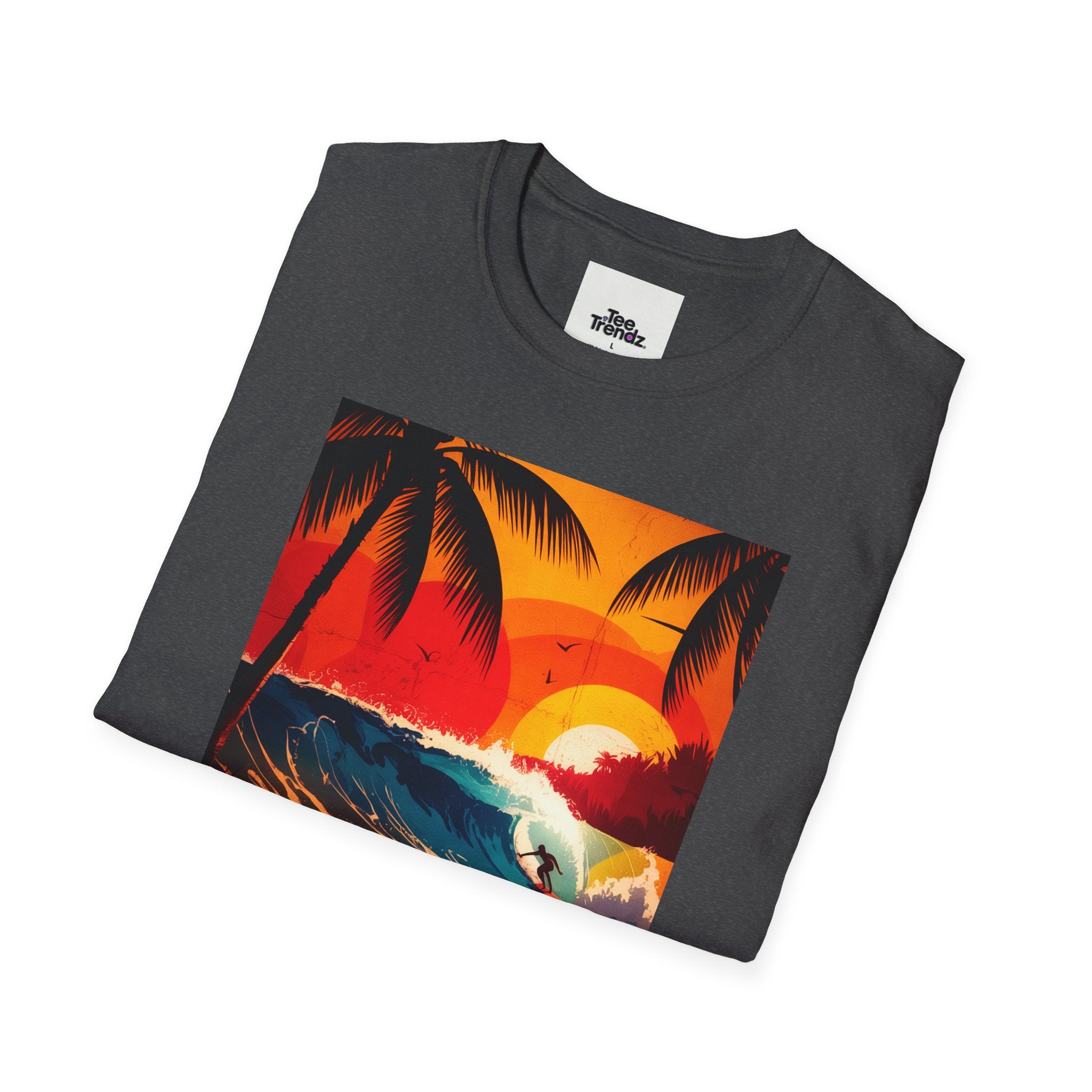 Summer Vibes Surf T-Shirt — Retro Sunset Palm Beach Tee
