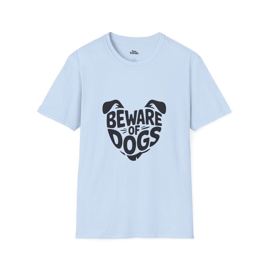 Beware of Dogs T-Shirt — Cute Dog Face Graphic Tee for Dog Lovers