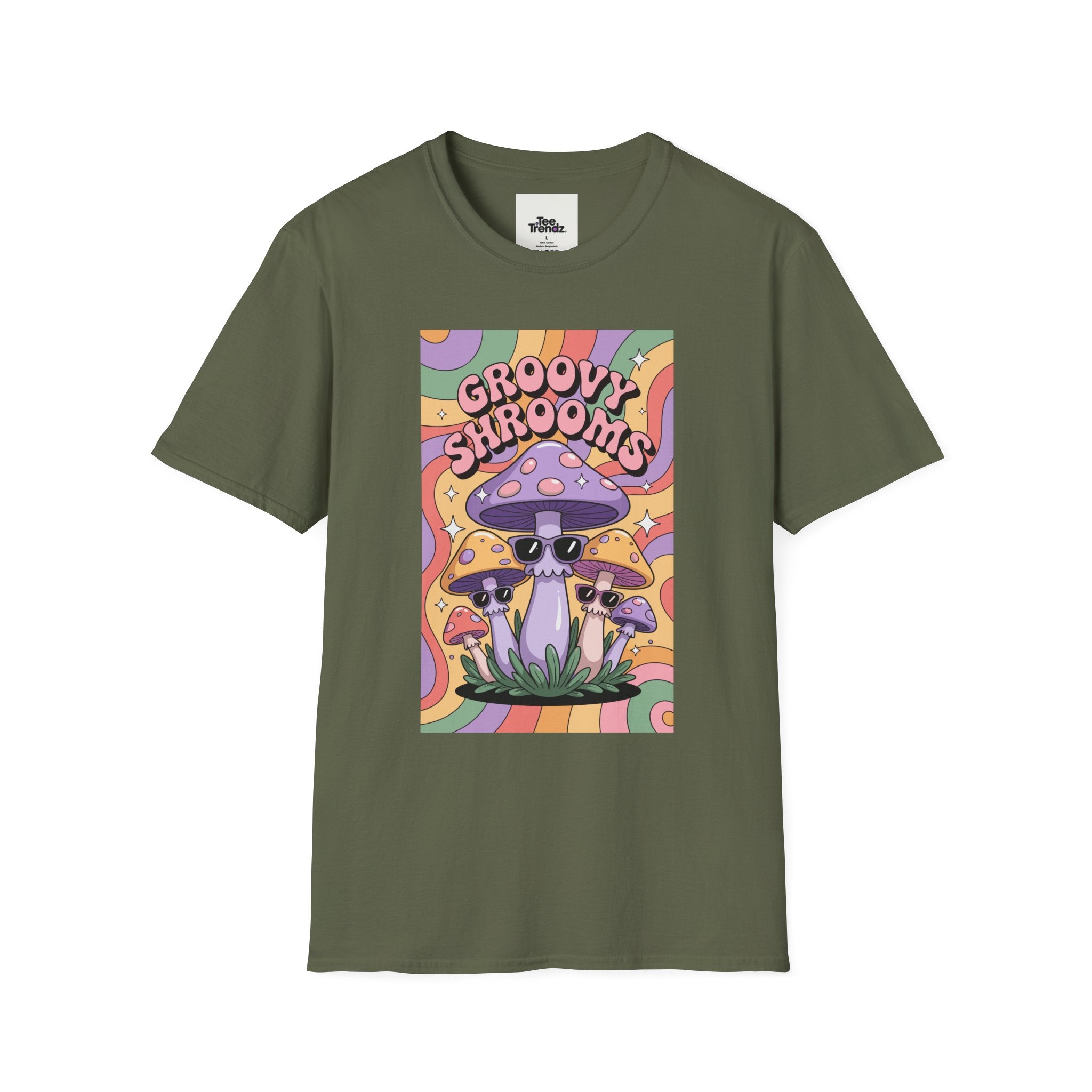 Groovy Shrooms T-Shirt – Retro Psychedelic Mushroom Tee