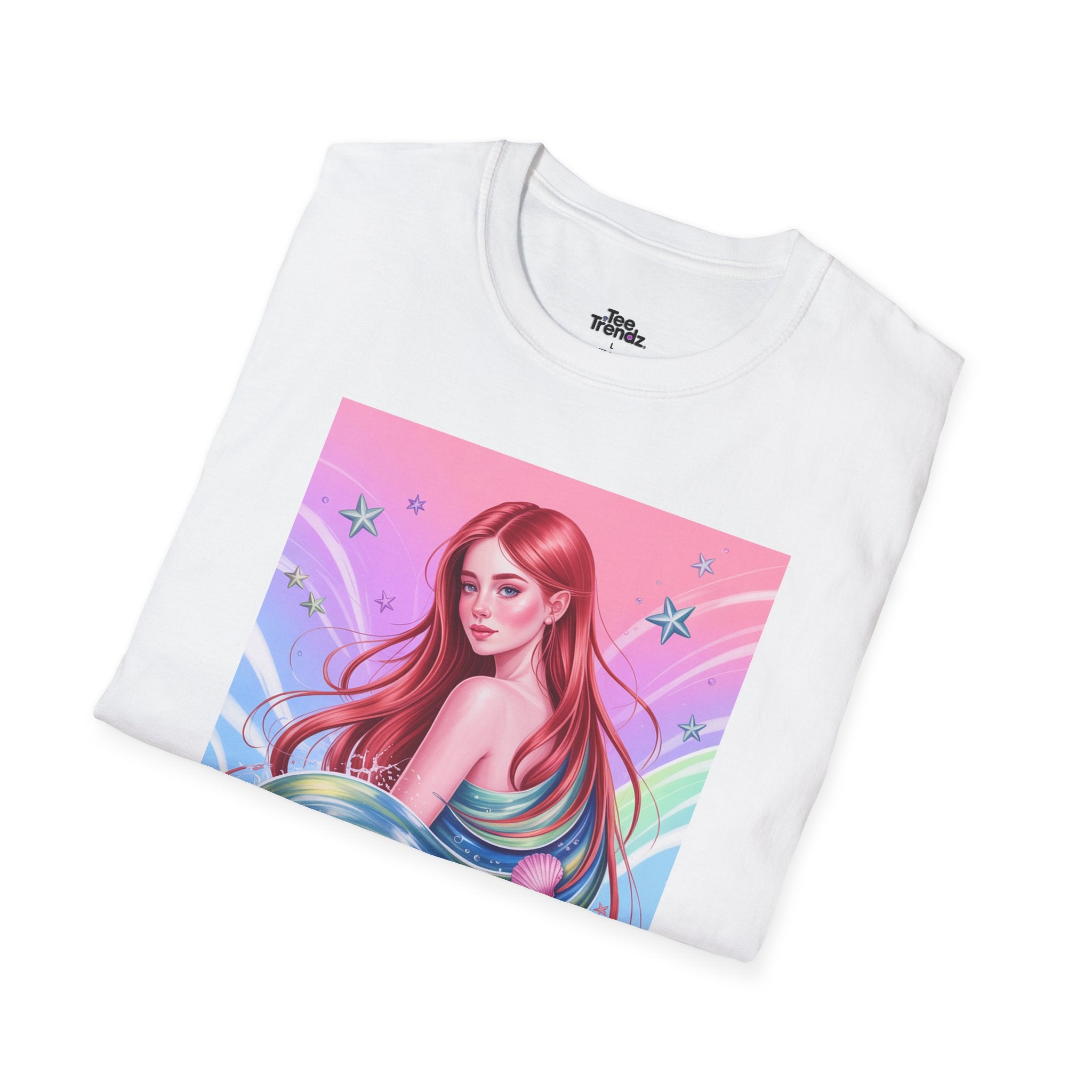 Mermaid Fantasy T-Shirt — Pastel Cosmic Sea Girl Graphic Tee