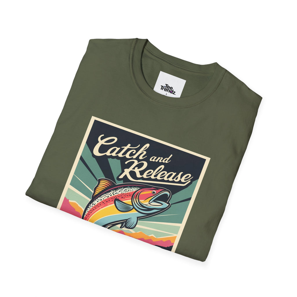 Catch and Release Fishing T-Shirt — Retro Trout Angler Tee