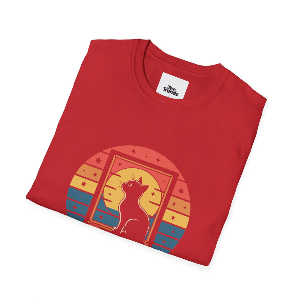 Stay Pawsitive Cat T-Shirt — Retro Rainbow Cat Graphic Tee