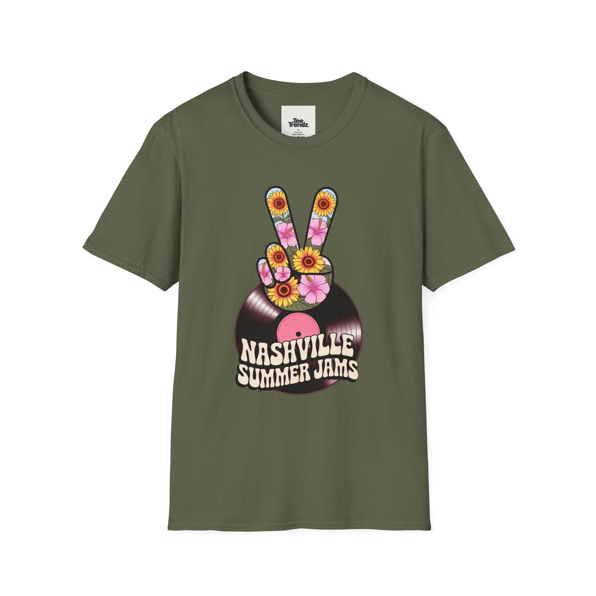 Nashville Summer Jams T‑Shirt — Retro Peace Sign Vinyl Concert Tee