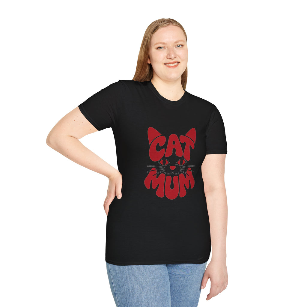 Cat Mum T-Shirt — Cute Purple Cat Face Tee for Cat Moms, Mother’s Day Gift