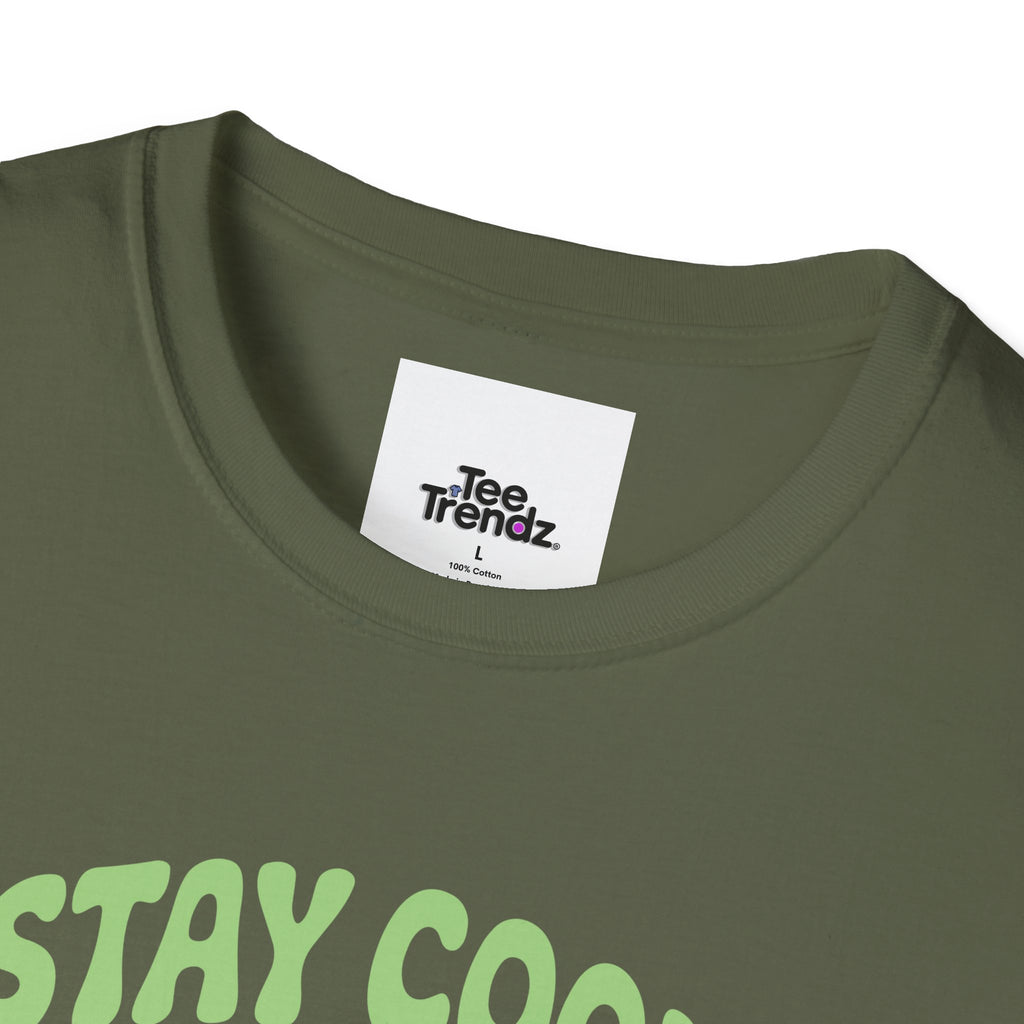 Stay Cool and Healing Graphic T-Shirt — Cute Green Bunny Peace Tee
