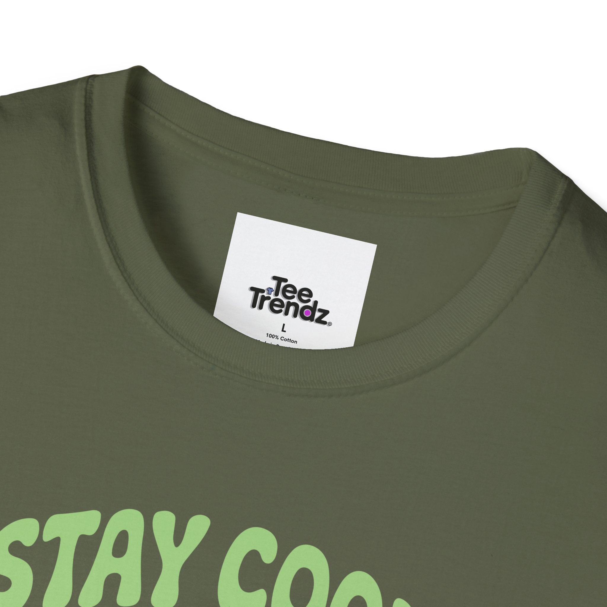 Stay Cool and Healing Graphic T-Shirt — Cute Green Bunny Peace Tee