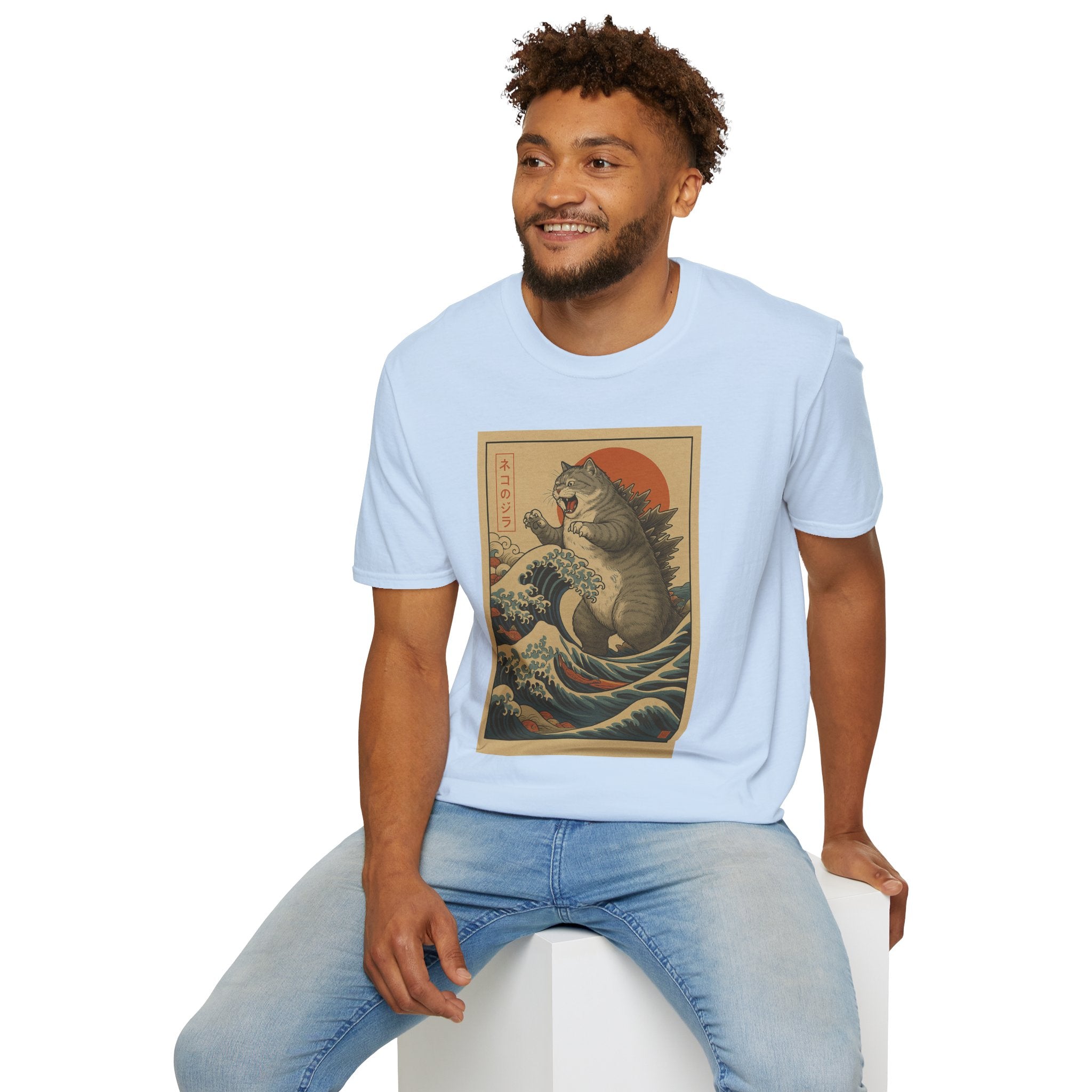 Katana Wave Cat T-Shirt — Vintage Japanese Wave Art Tee