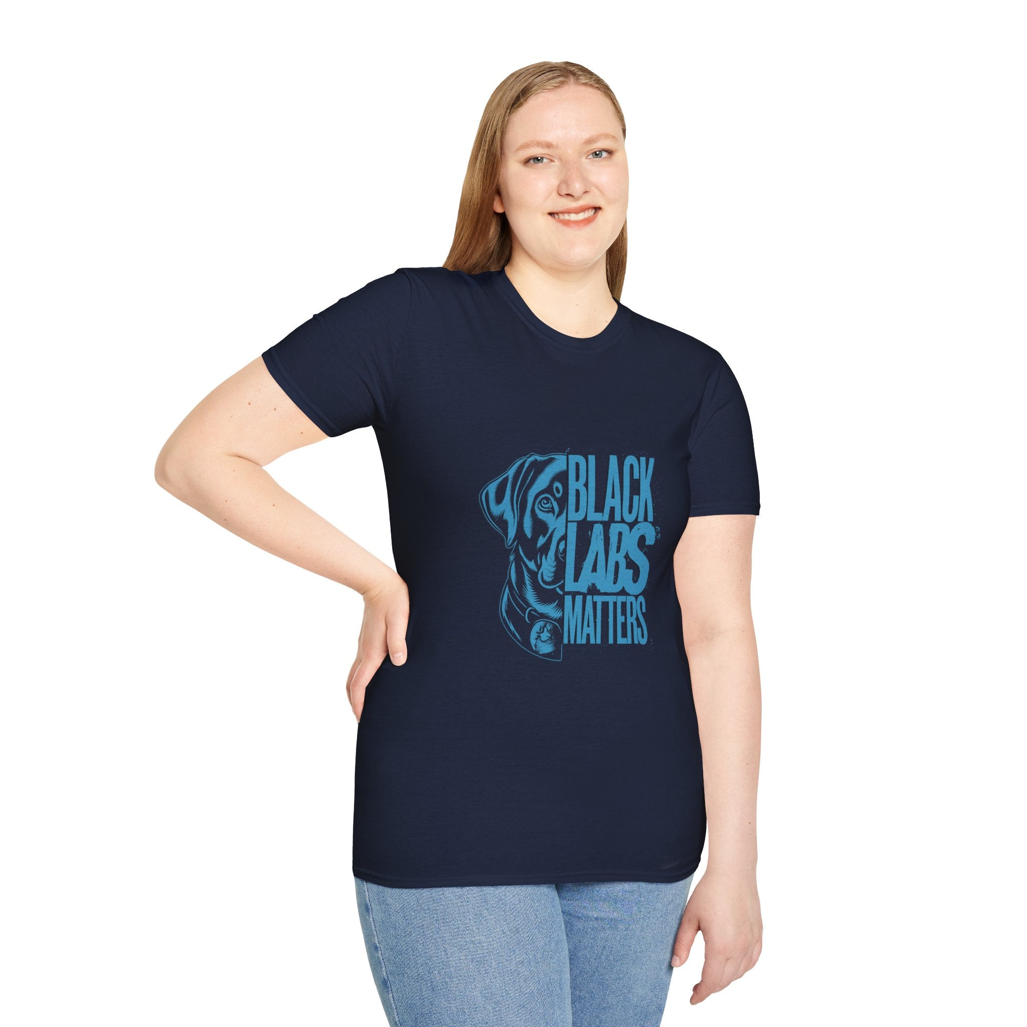 Black Labs Matter T‑Shirt — Blue Graphic Labrador Rescue Tee