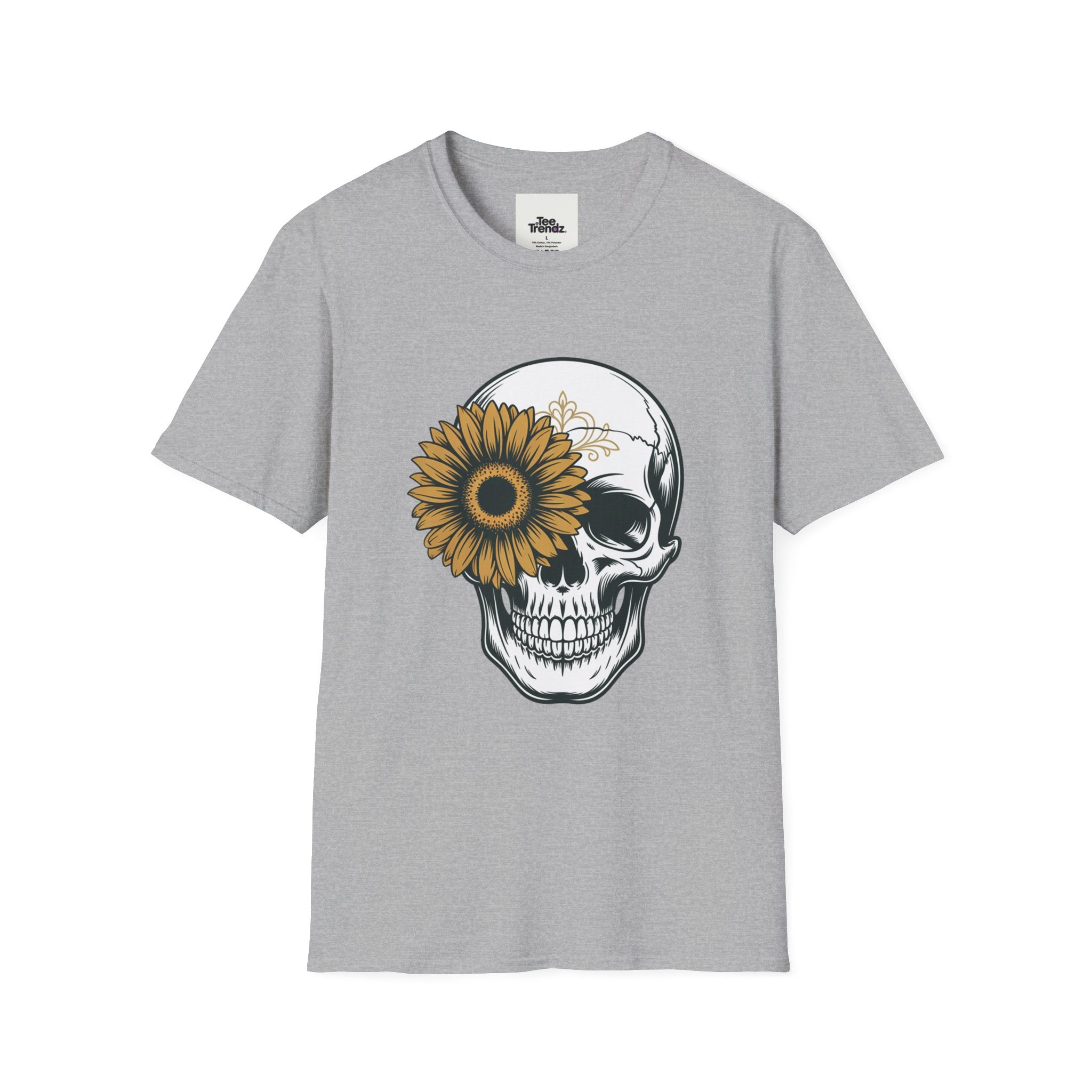 Skull with Sunflower Graphic T-Shirt