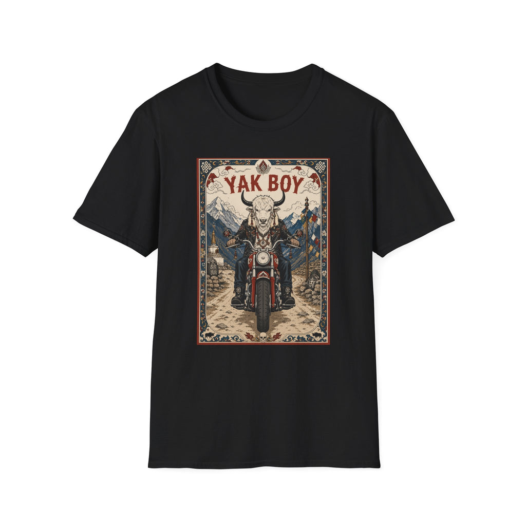 Yak Boy Motorcycle Graphic T‑Shirt — Vintage Mountain Biker Tee