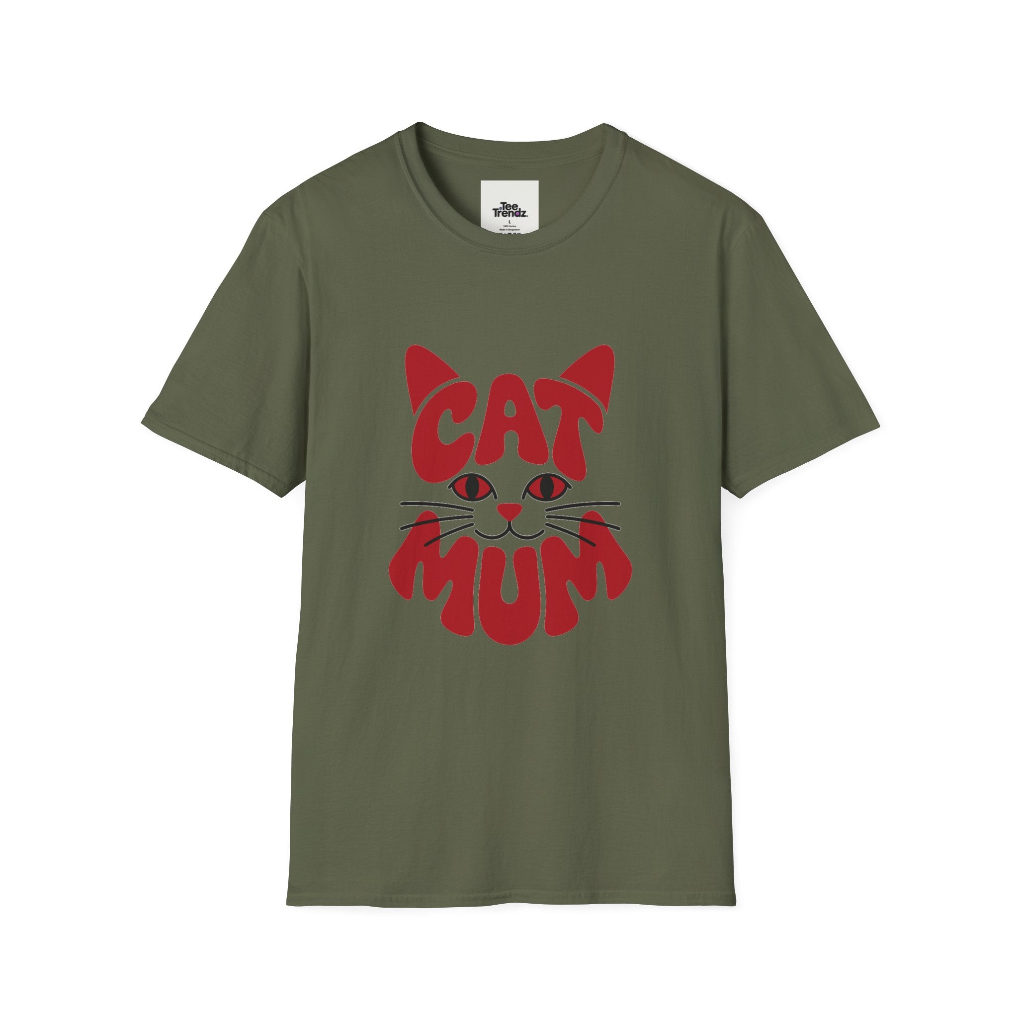 Cat Mum T-Shirt — Cute Purple Cat Face Tee for Cat Moms, Mother’s Day Gift