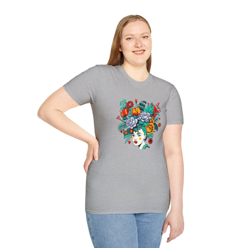 Floral Frida-Inspired Portrait T-Shirt