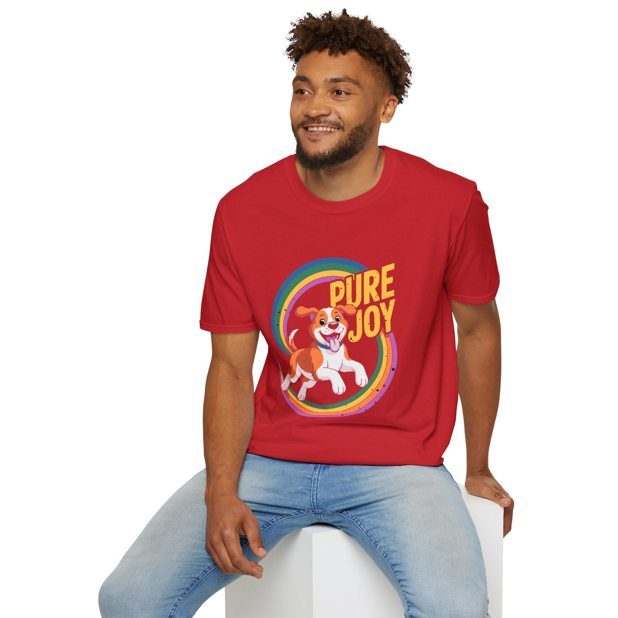 Pure Joy Dog T-Shirt – Playful Beagle Graphic Tee with Rainbow