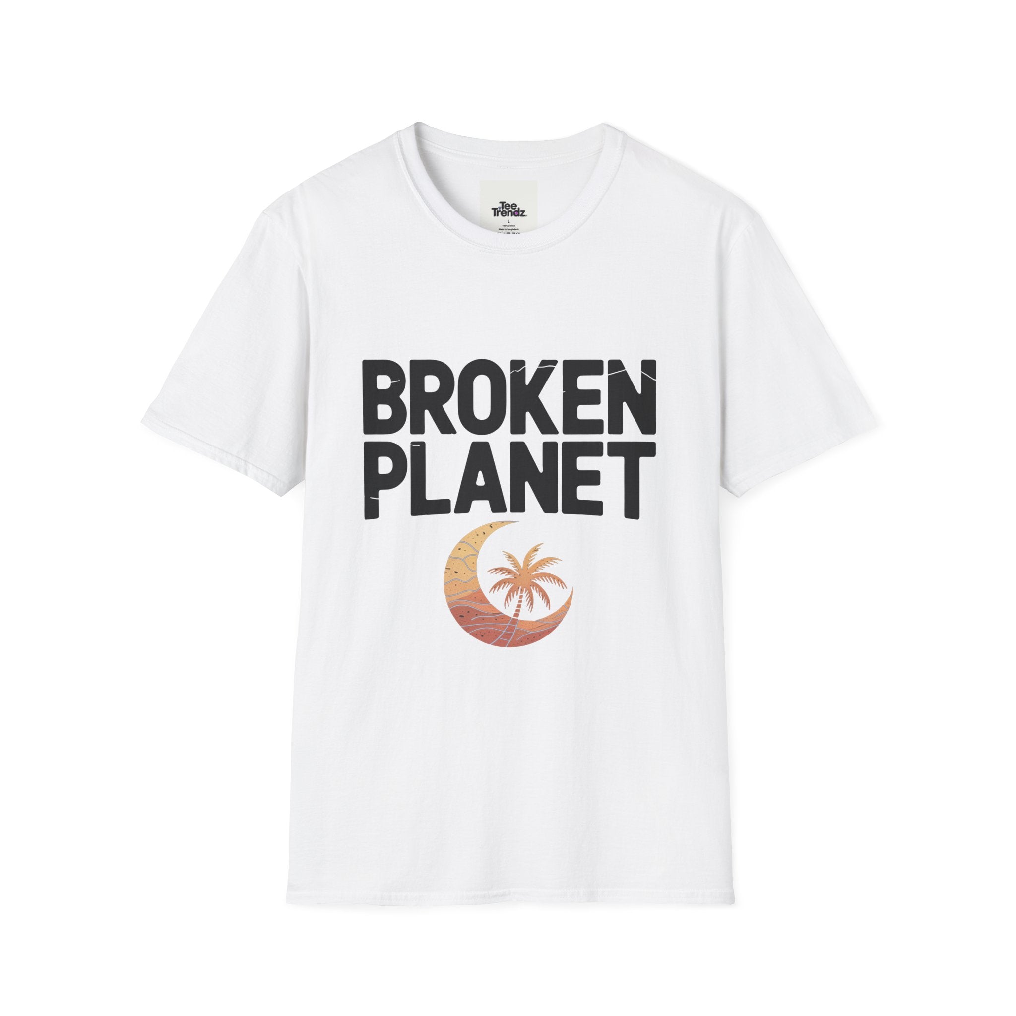 Broken Planet T-Shirt — Tropical Crescent Palm Graphic Tee