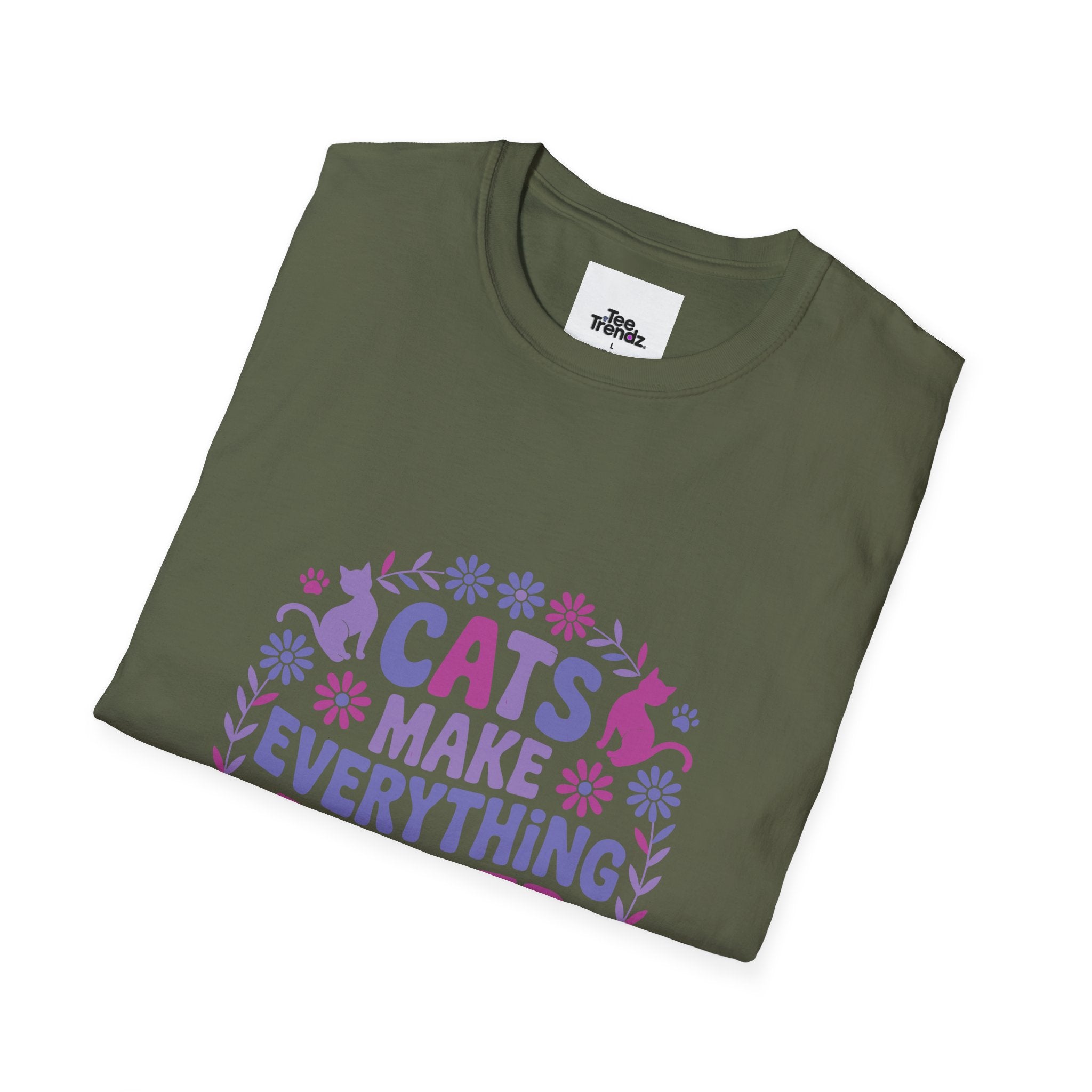 Cats Make Everything Better T-Shirt — Cute Purple Cat Lover Tee