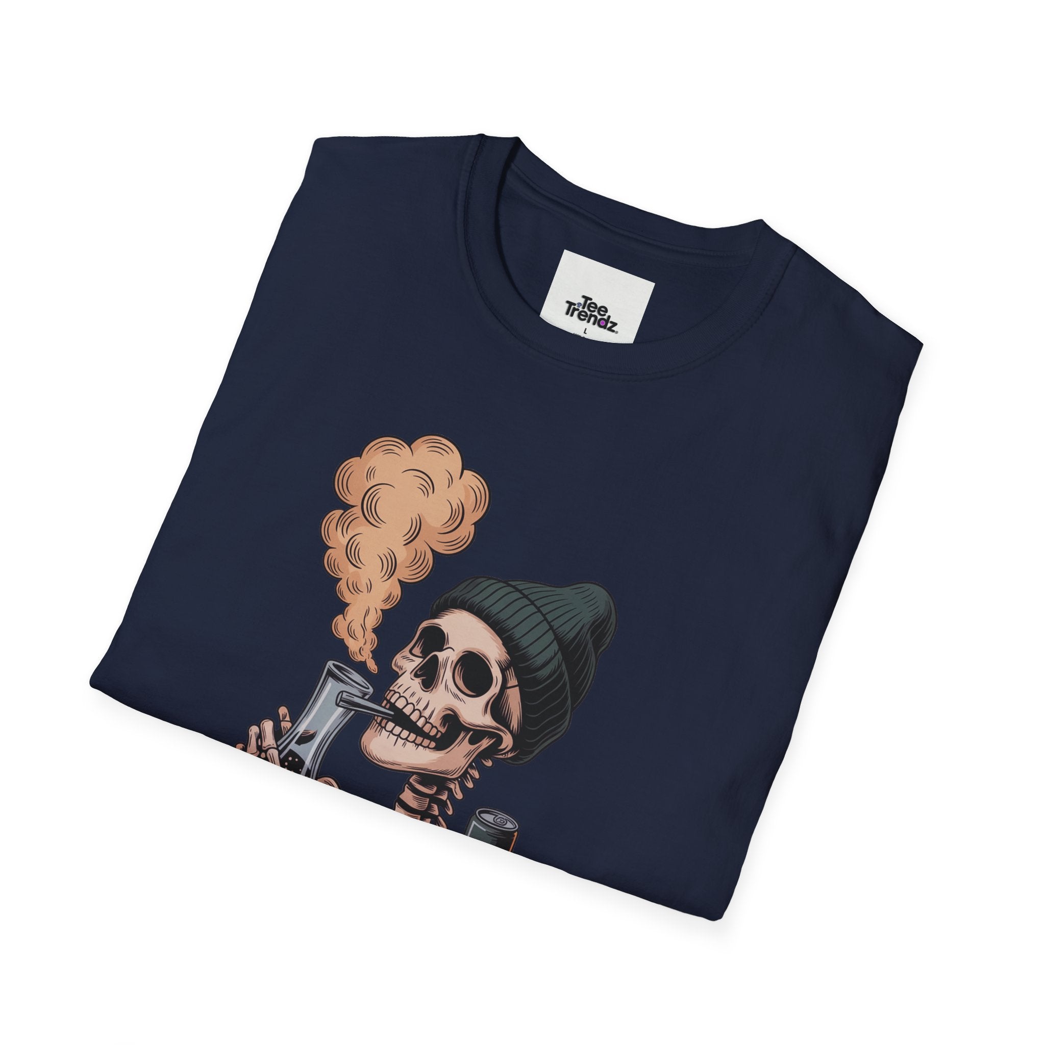 Skull Smoker T‑Shirt — "The Drunker" Vintage Skeleton Graphic Tee