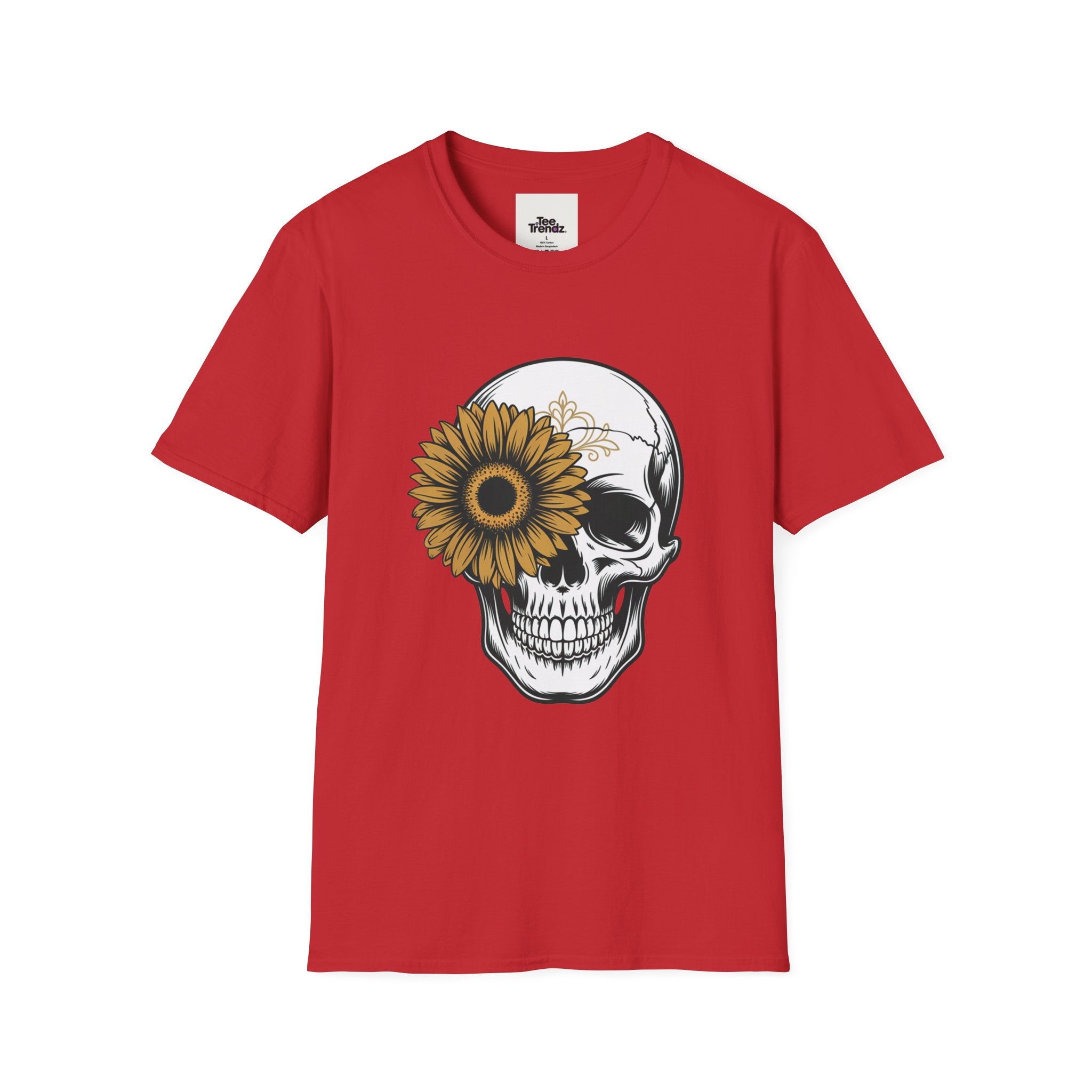 Skull with Sunflower Graphic T-Shirt