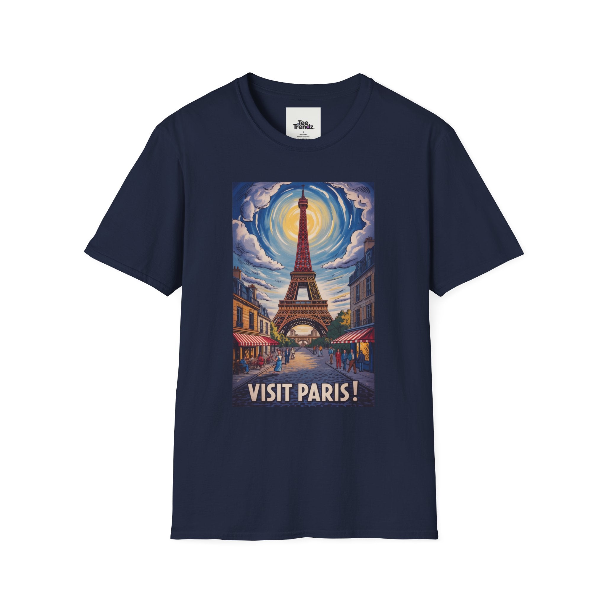 Visit Paris T-Shirt - Vintage Eiffel Tower Travel Poster Tee