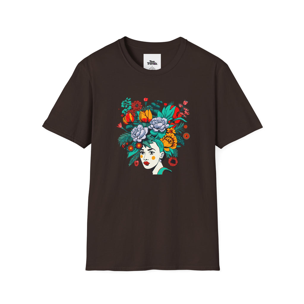 Floral Frida-Inspired Portrait T-Shirt