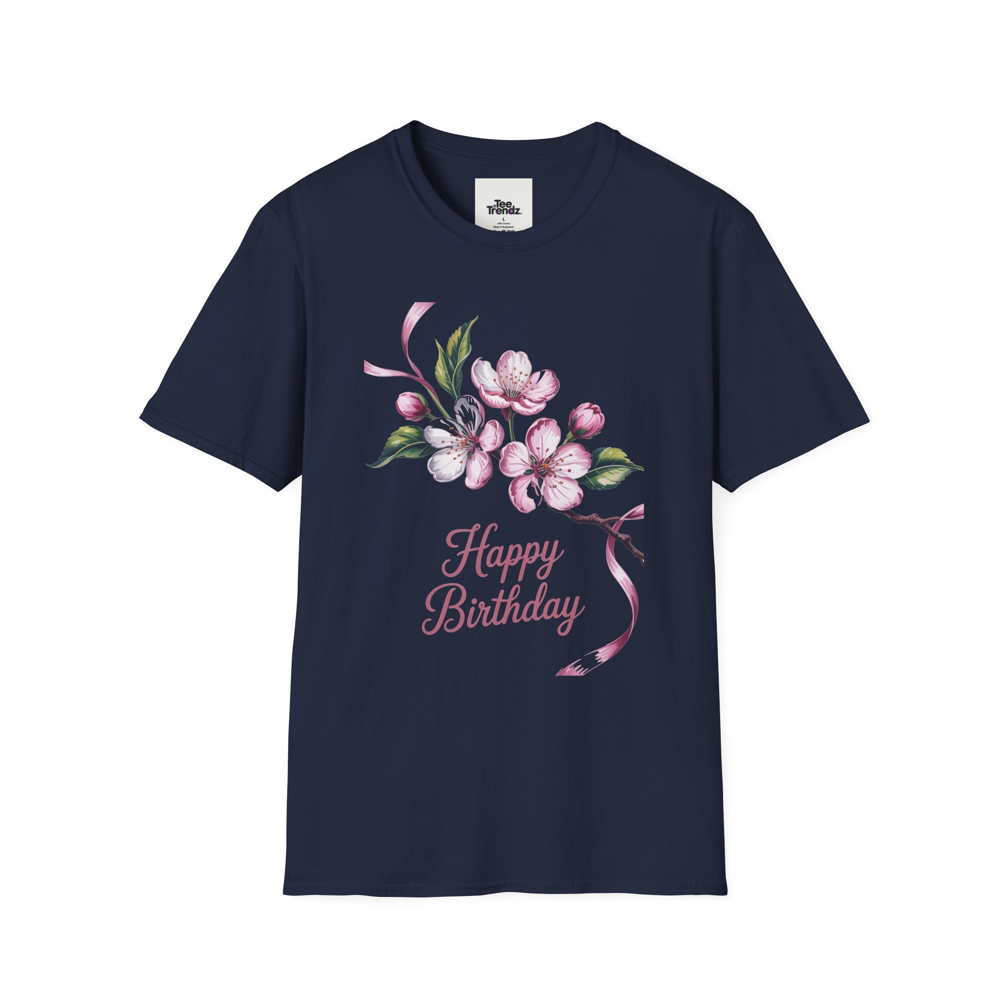 Happy Birthday Floral T-Shirt — Pink Blossom Birthday Tee