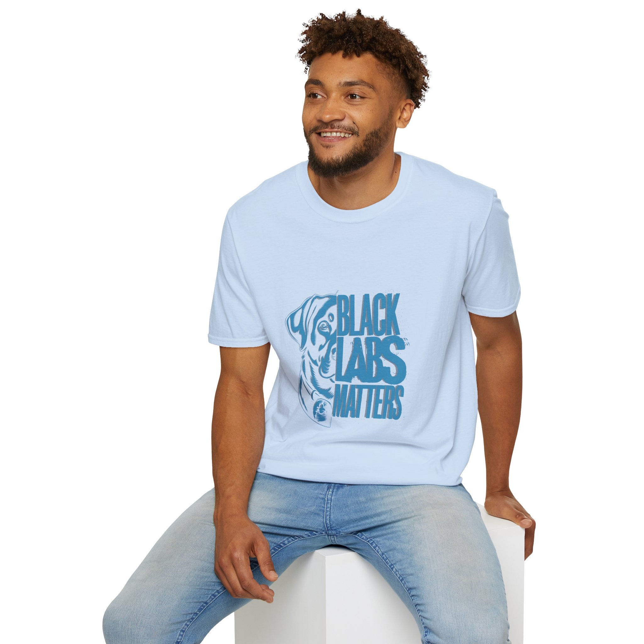 Black Labs Matter T‑Shirt — Blue Graphic Labrador Rescue Tee