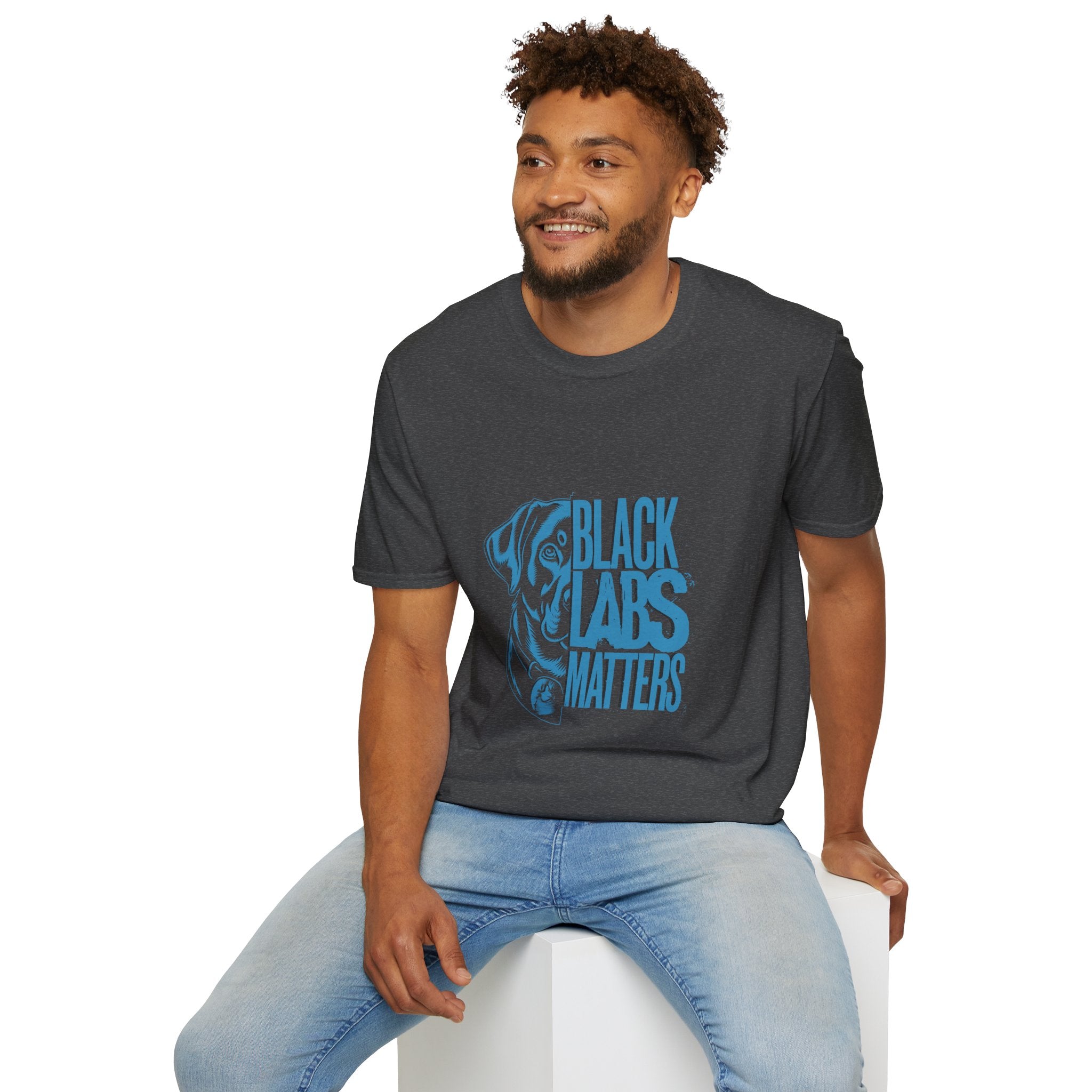 Black Labs Matter T‑Shirt — Blue Graphic Labrador Rescue Tee