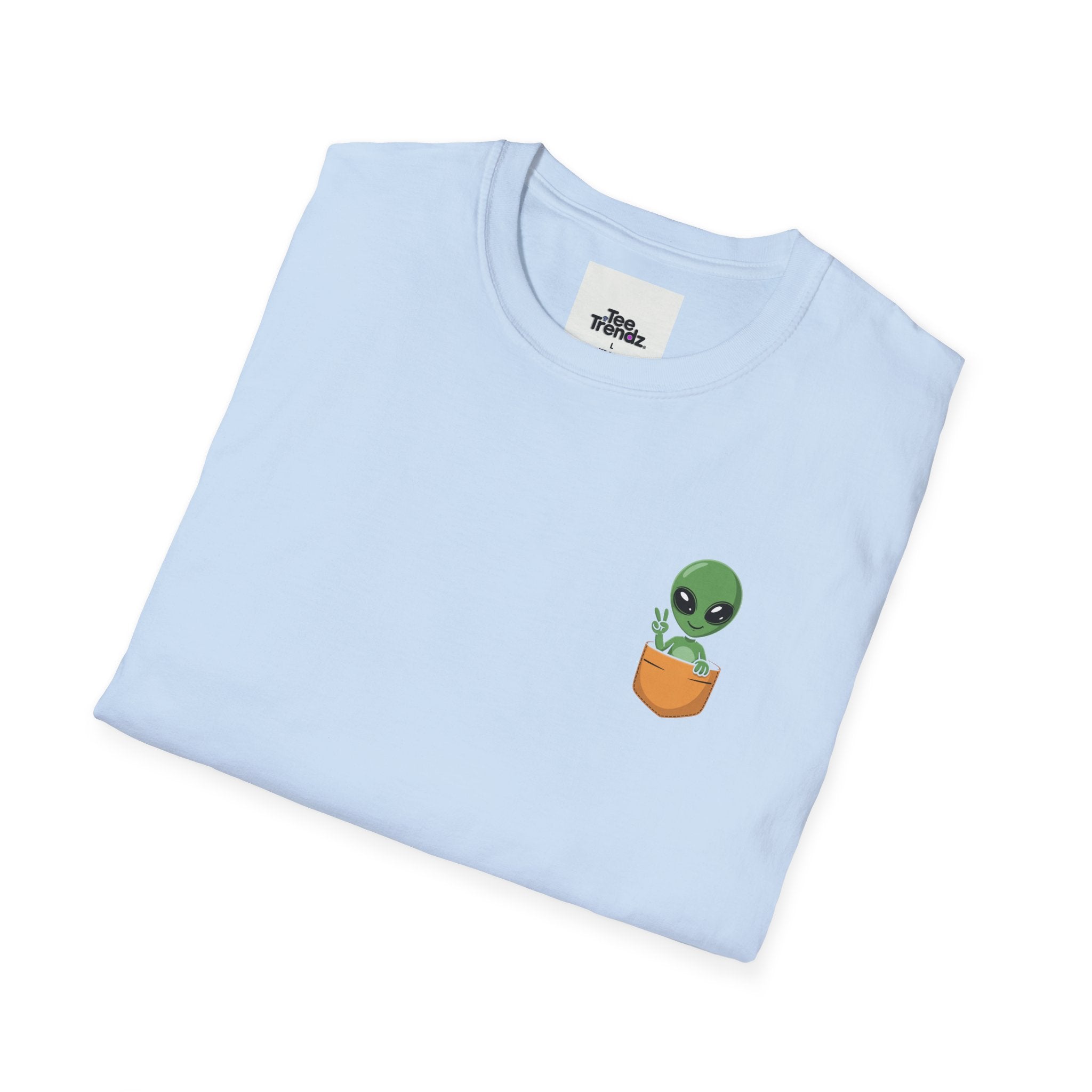 Alien Pocket T-Shirt — Cute Green Alien in Pocket Graphic Tee