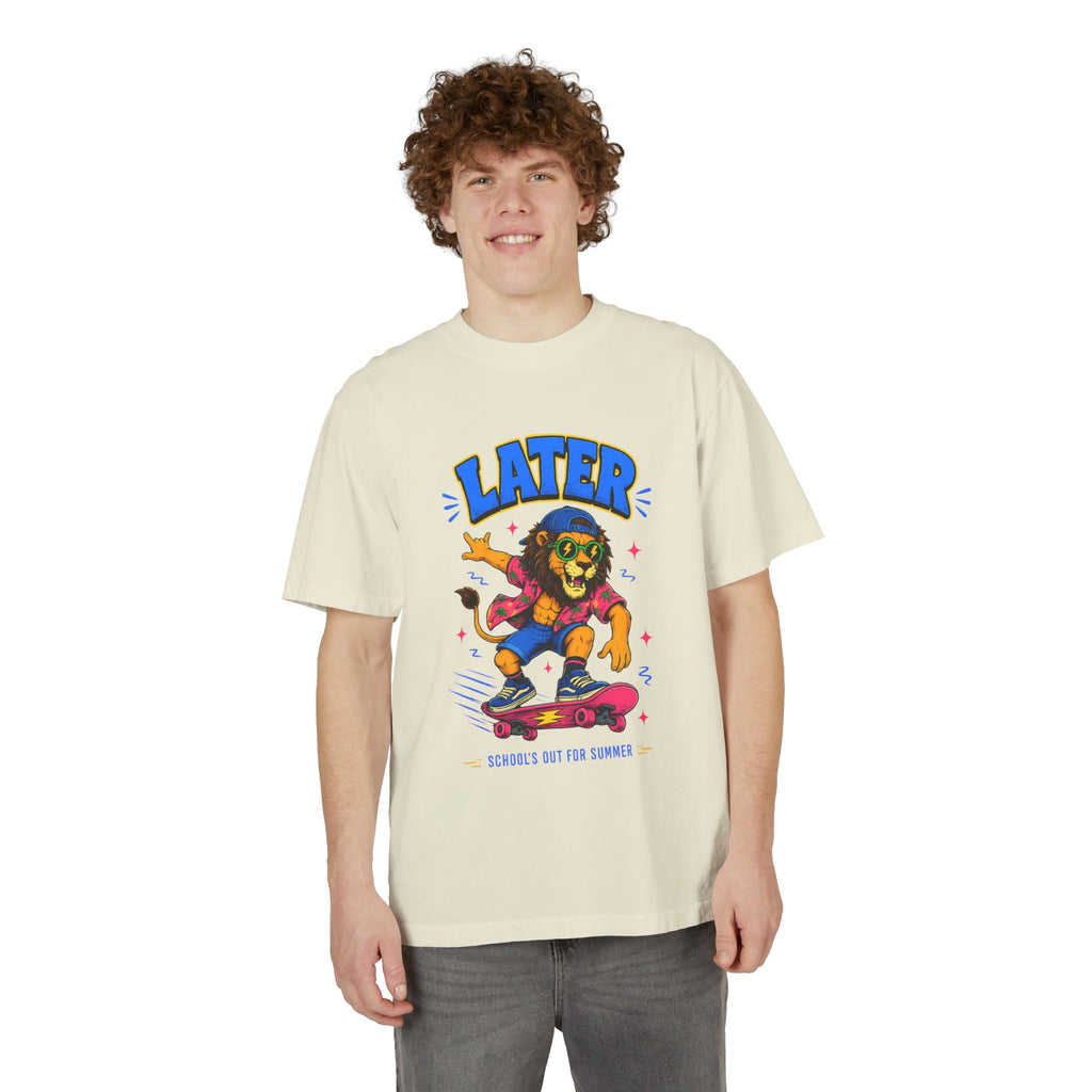 Later Skateboard Lion T-Shirt — "Later" Graphic Tee for Summer Vibes