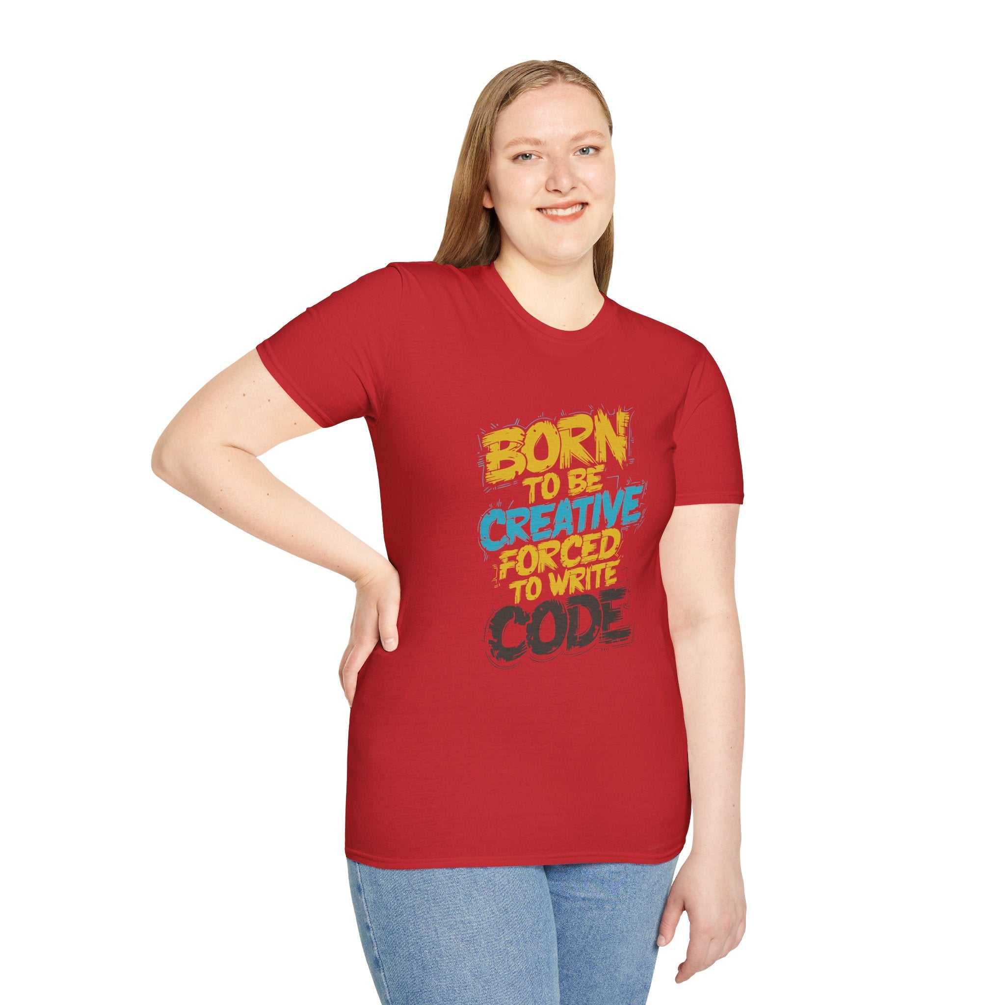 T-Shirt — "Born to Be Creative, Forced to Write Code" Developer Tee