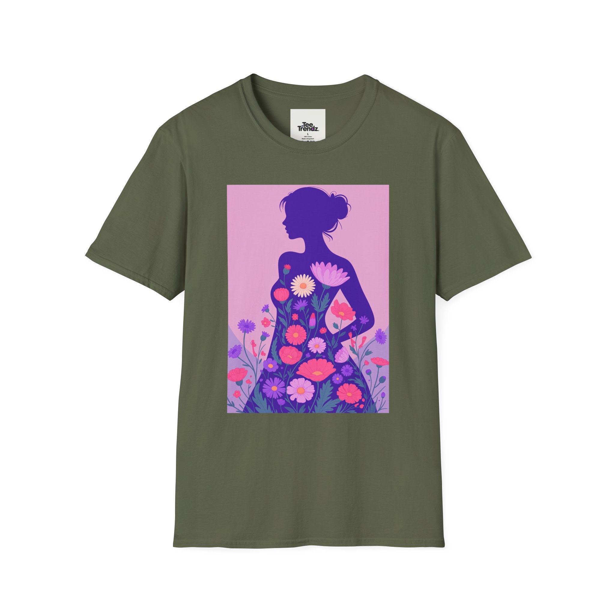 Floral Silhouette T-Shirt — Woman in Bloom Graphic Tee