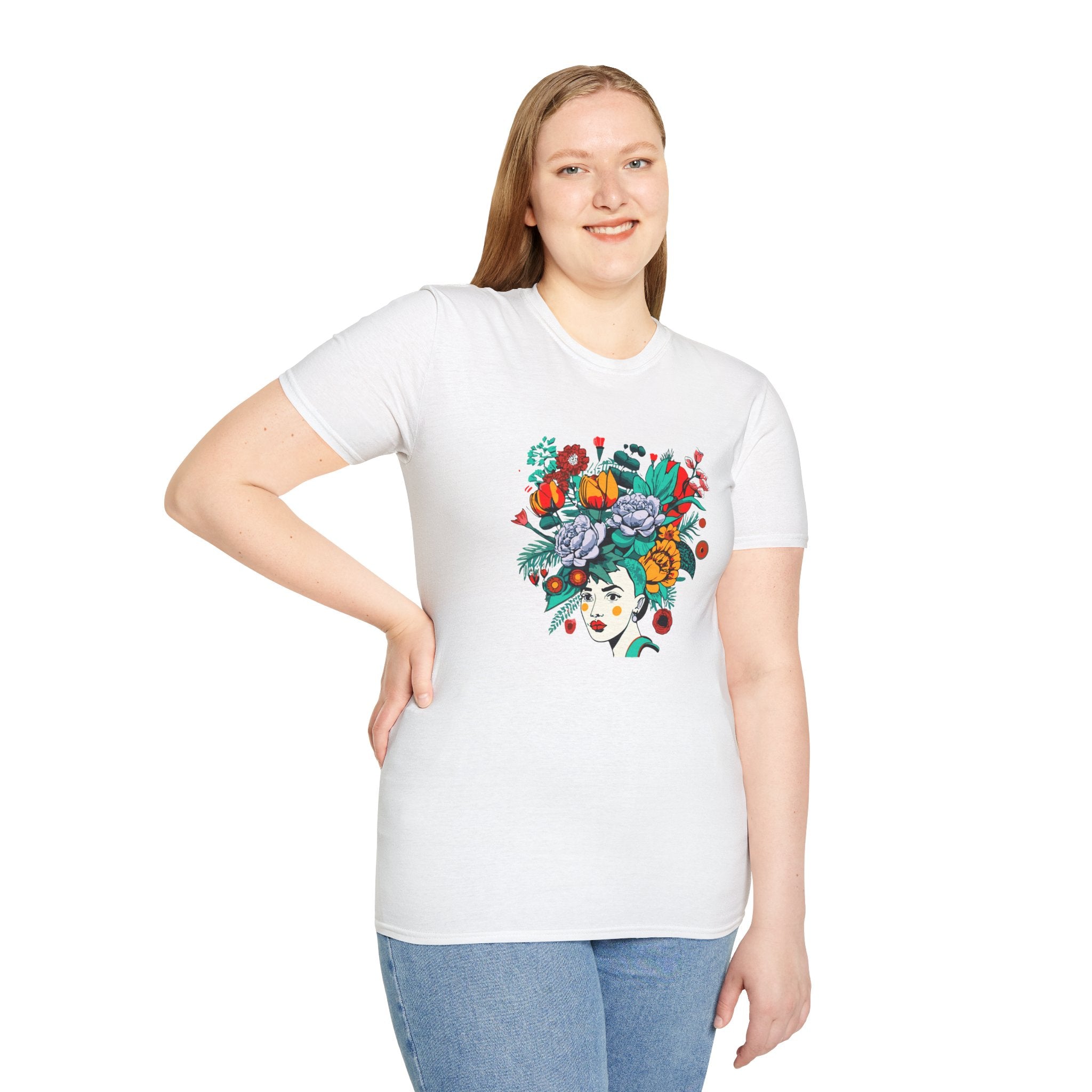 Floral Frida-Inspired Portrait T-Shirt