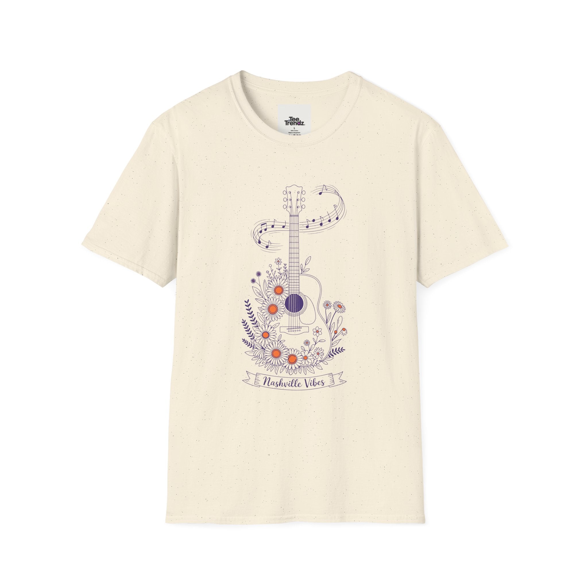Acoustic Floral Guitar T-Shirt — 'A Heartwide Water I...' Music Tee for Songwriters & Folk Lovers
