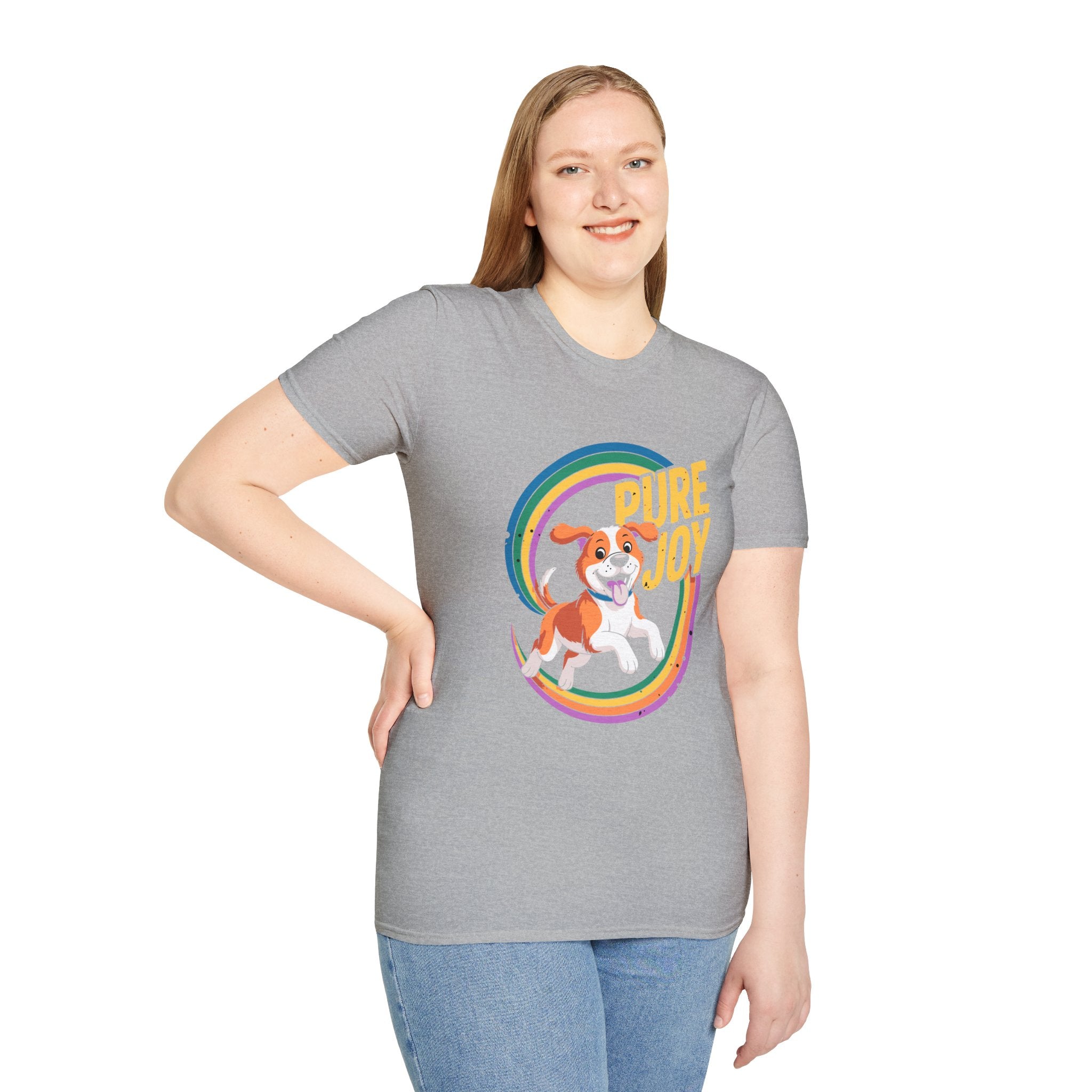 Pure Joy Dog T-Shirt – Playful Beagle Graphic Tee with Rainbow