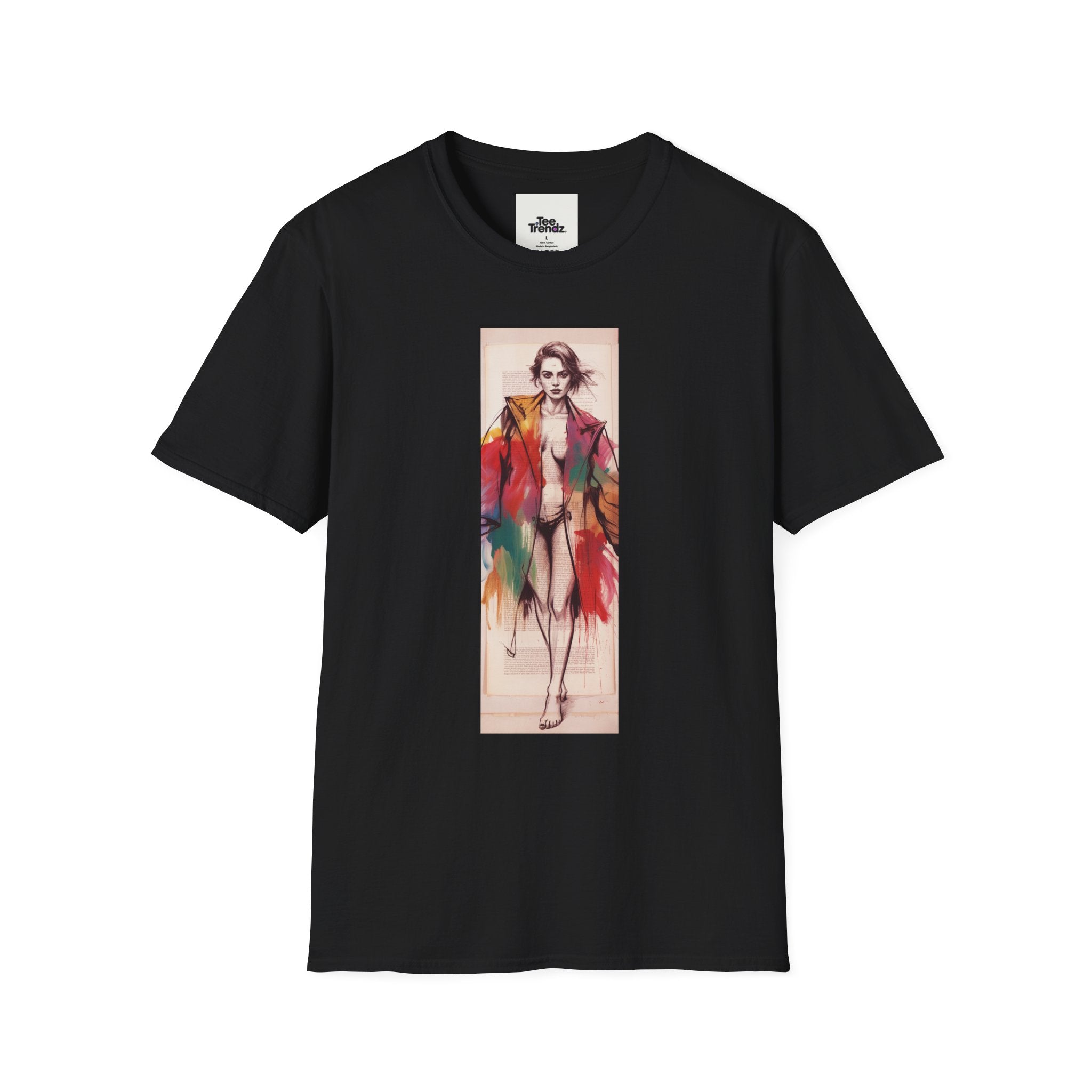 Fashion Illustration Tee — Colorful Watercolor Model Graphic T-Shirt