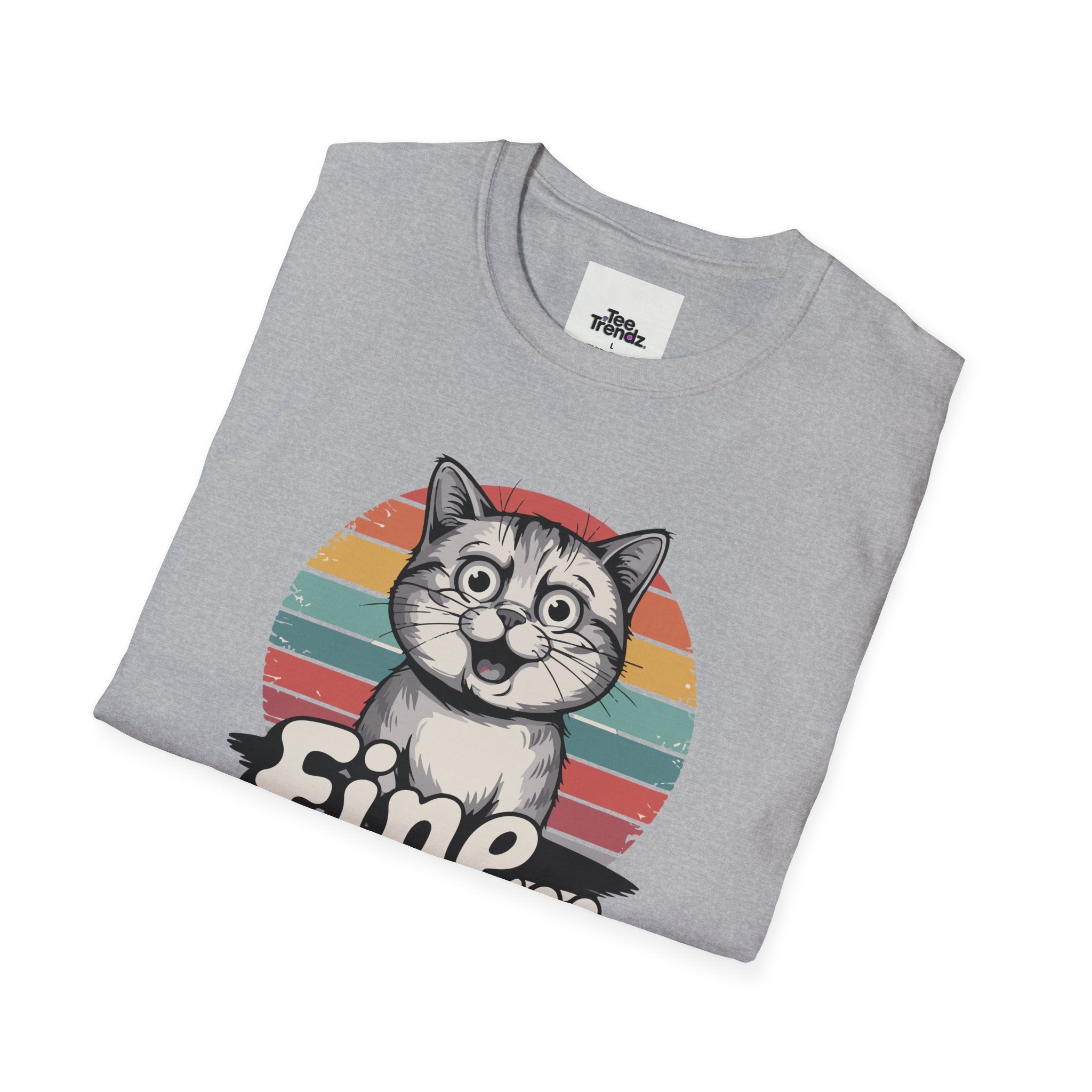 Fine… Cat T-Shirt — Retro Striped Cute Kitty Graphic Tee
