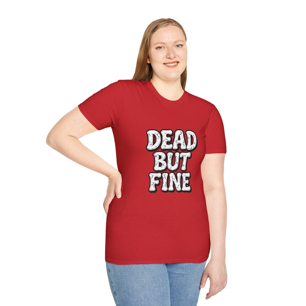 T-Shirt — "Dead But Fine" Gothic Bubble Letter Tee