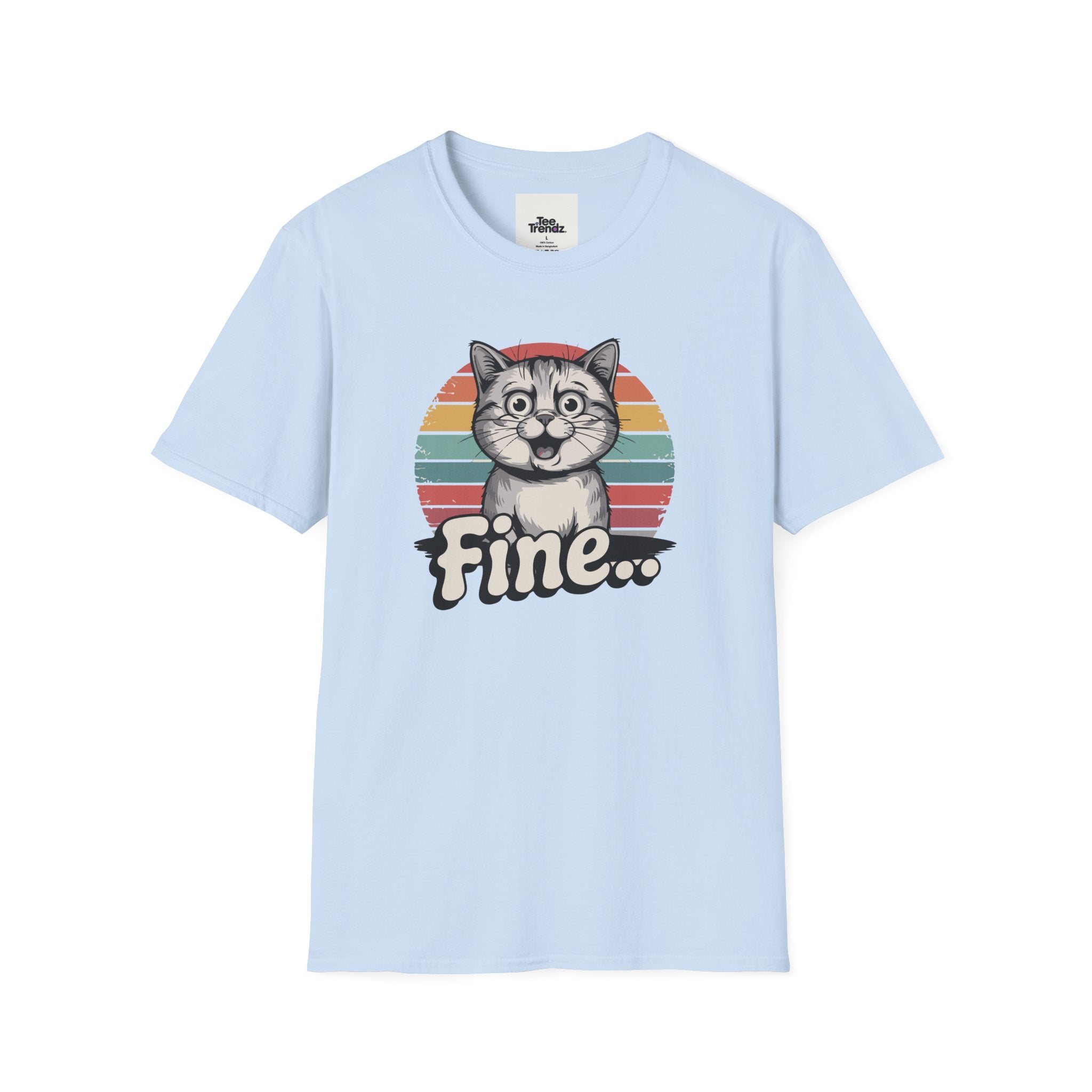 Fine… Cat T-Shirt — Retro Striped Cute Kitty Graphic Tee