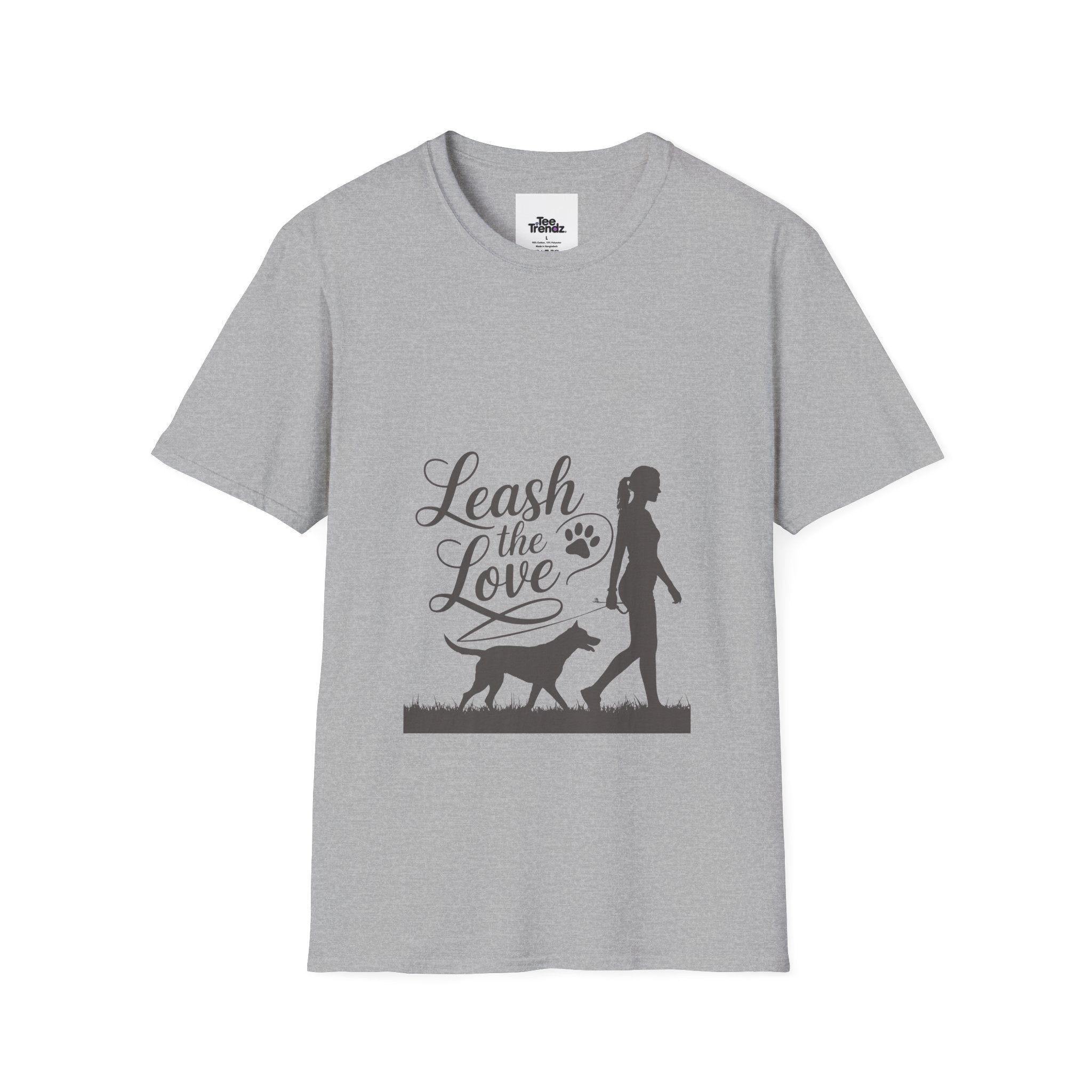 Leash the Love T-Shirt - Dog Walking Silhouette Tee for Pet Lovers