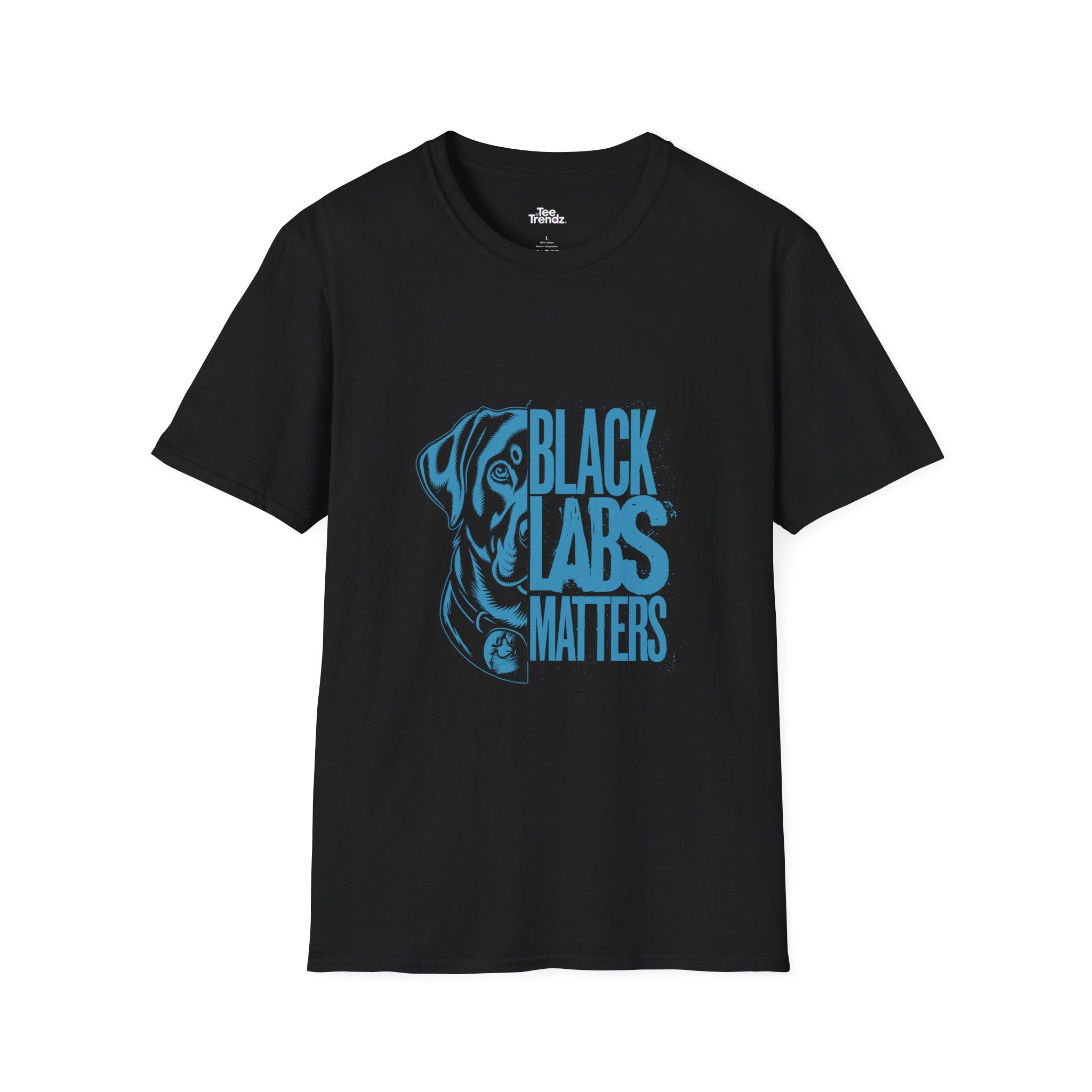 Black Labs Matter T‑Shirt — Blue Graphic Labrador Rescue Tee
