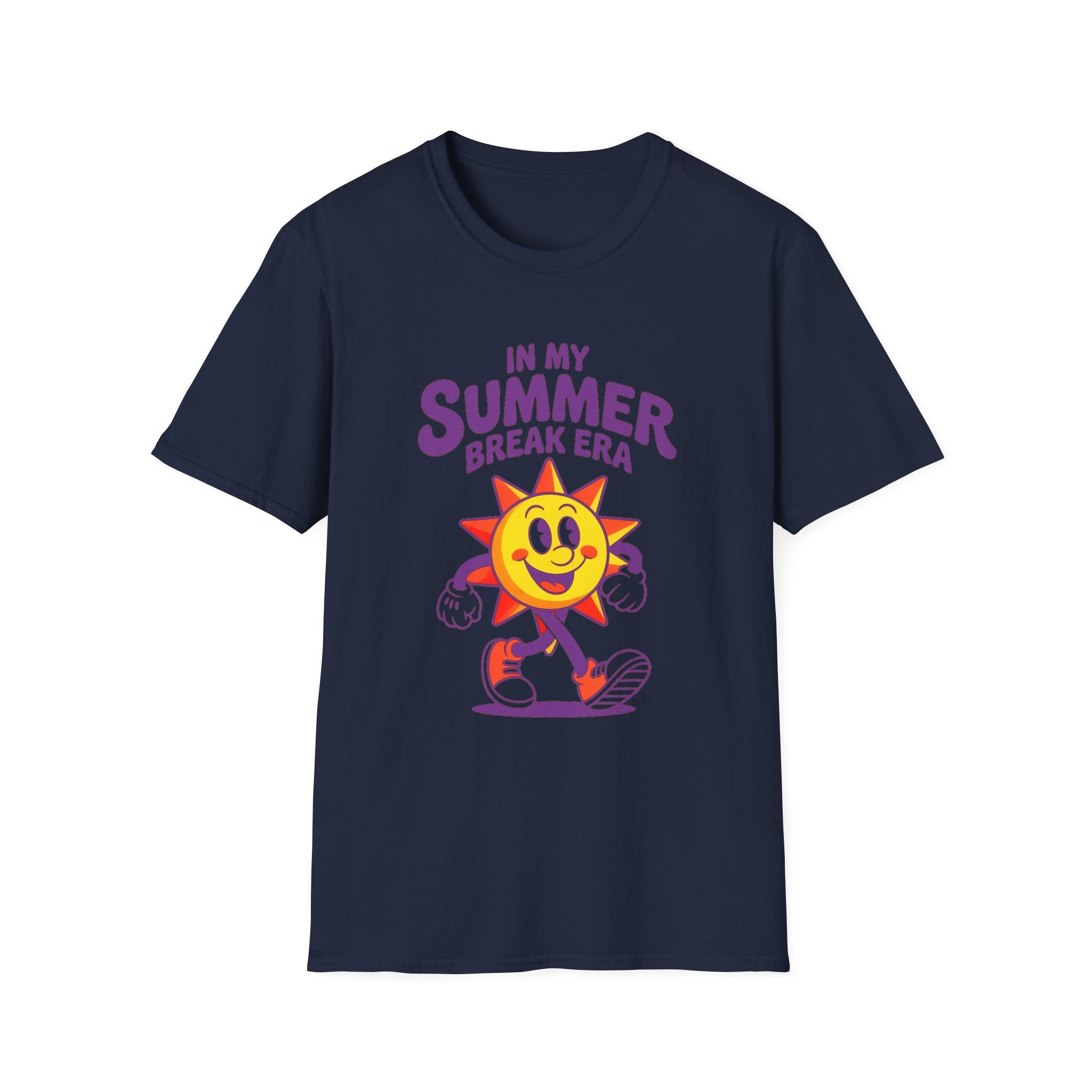 Summer Break Era T‑Shirt – Retro Smiling Sun Graphic