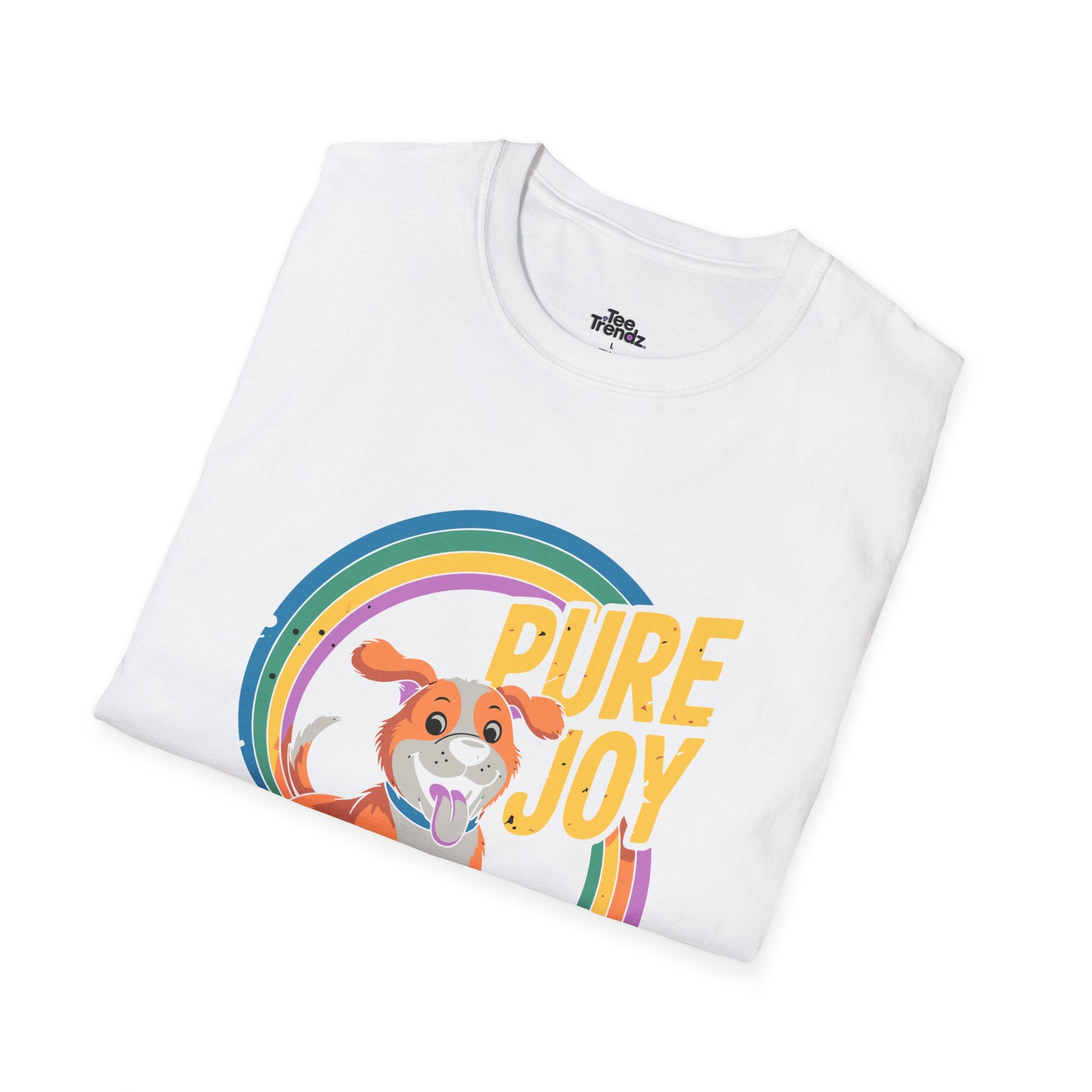 Pure Joy Dog T-Shirt – Playful Beagle Graphic Tee with Rainbow