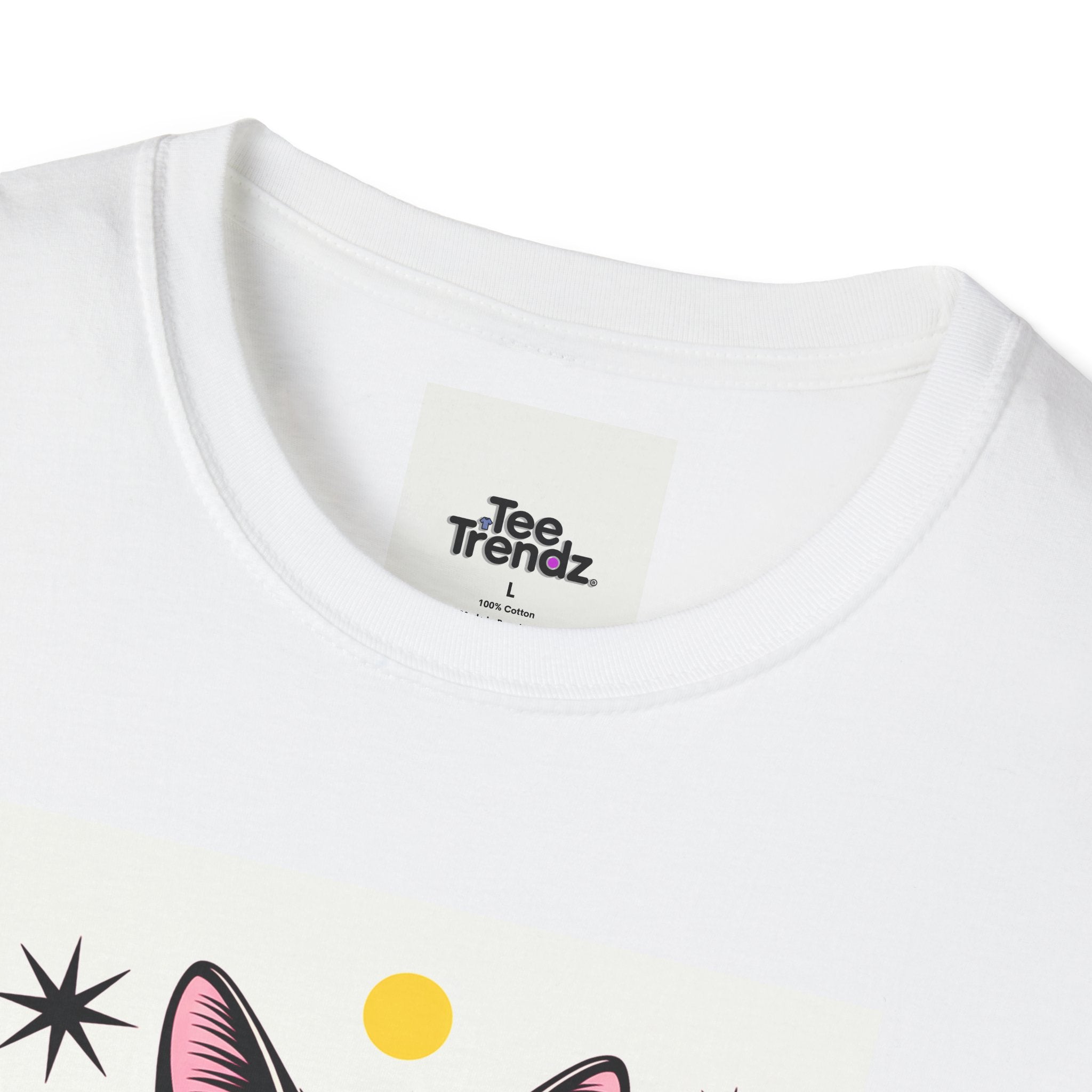 Black Cat Graphic T-Shirt — Retro Sunset Cat Illustration