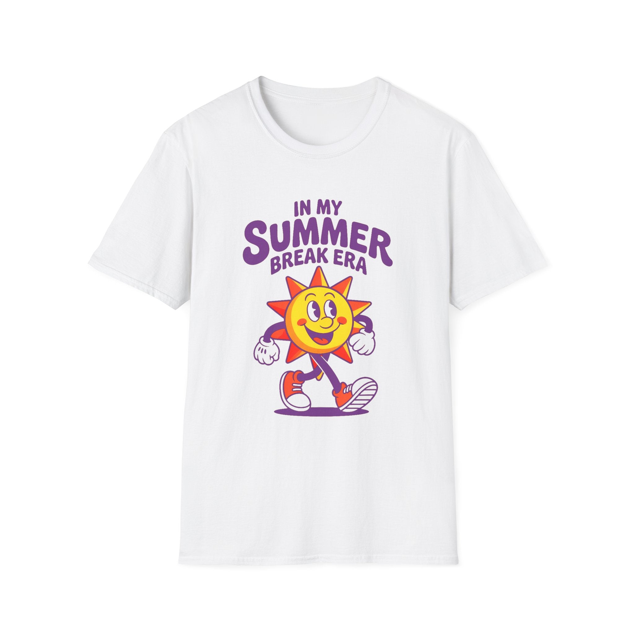 Summer Break Era T‑Shirt – Retro Smiling Sun Graphic