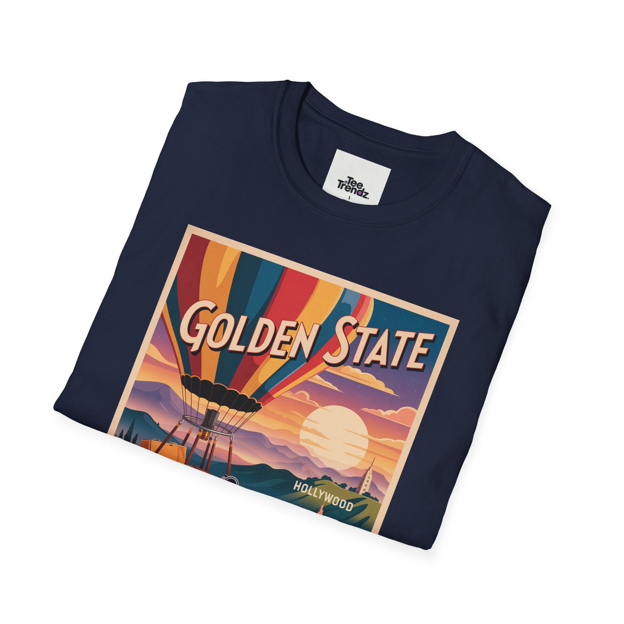 Golden State Hot Air Balloon T-Shirt — Vintage Travel Poster Tee