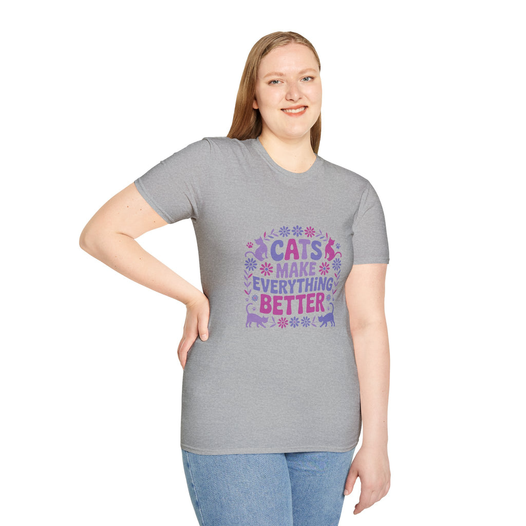 Cats Make Everything Better T-Shirt — Cute Purple Cat Lover Tee