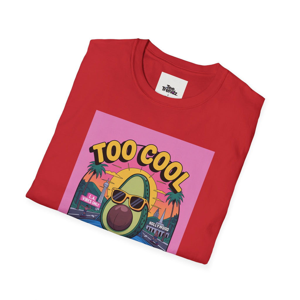 Too Cool for Traffic Avocado Tee — Retro Beach Car Graphic T-Shirt